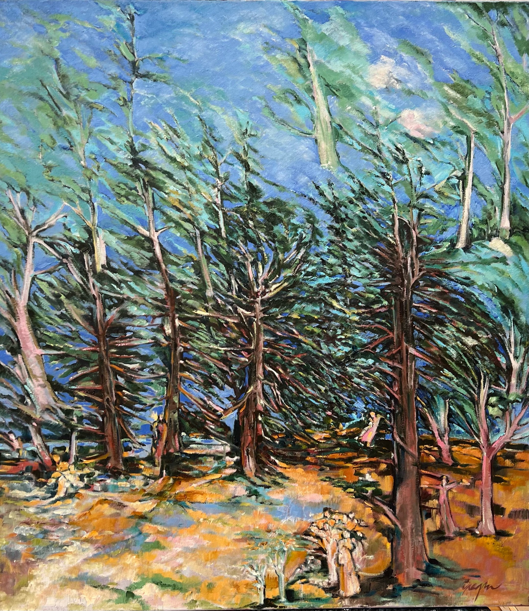 Figures in a Blue Hemlock Forest