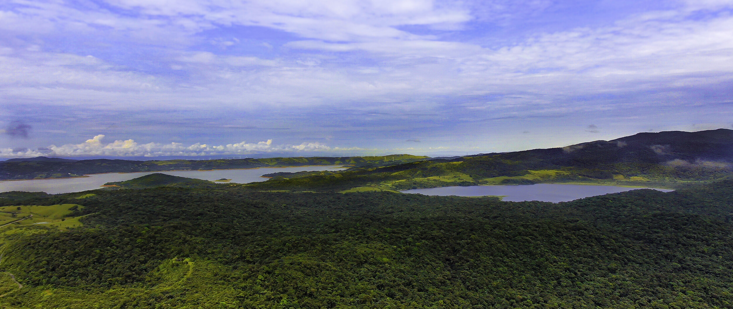 The view from 500 feet above the lodge, lake Arenal and Cote (Via Drone)