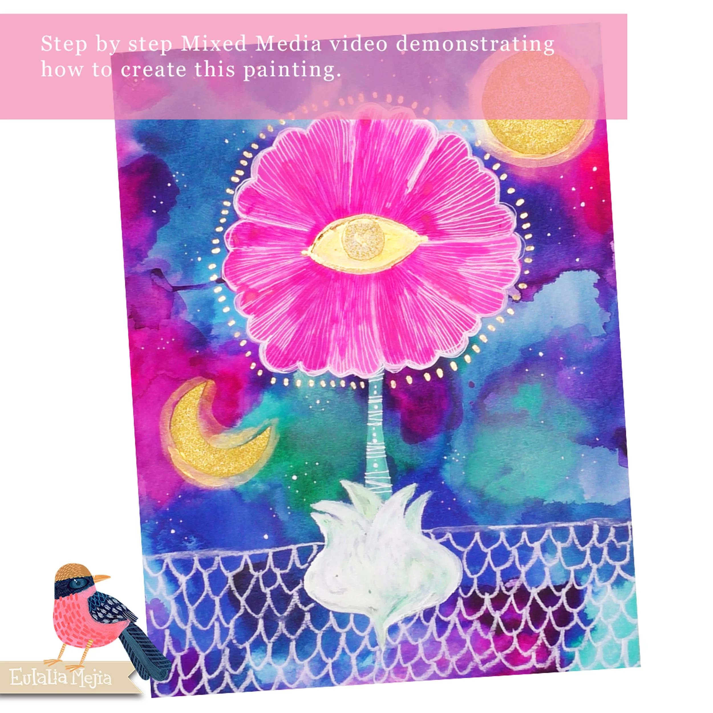 Online mixed media class Within Sight · Eulalia Mejia. Illustration
