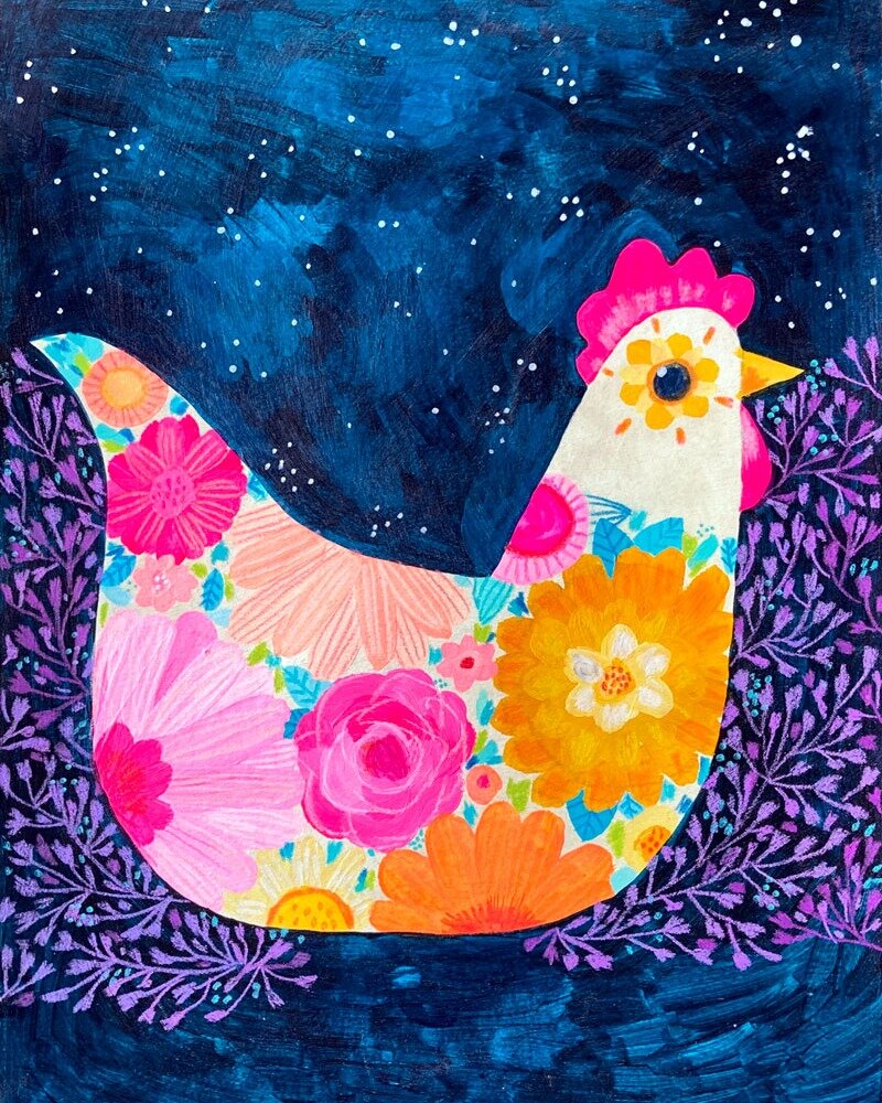 My Life Book 2024 lesson is available now! We will be painting this flowery chicken.
There's still time to join me https://bit.ly/LB2024
.
.
.
#doitfortheprocess #makearteveryday #madebyeulalia #mixedmediaartist #mixedmediaart  #illustrated #handdraw