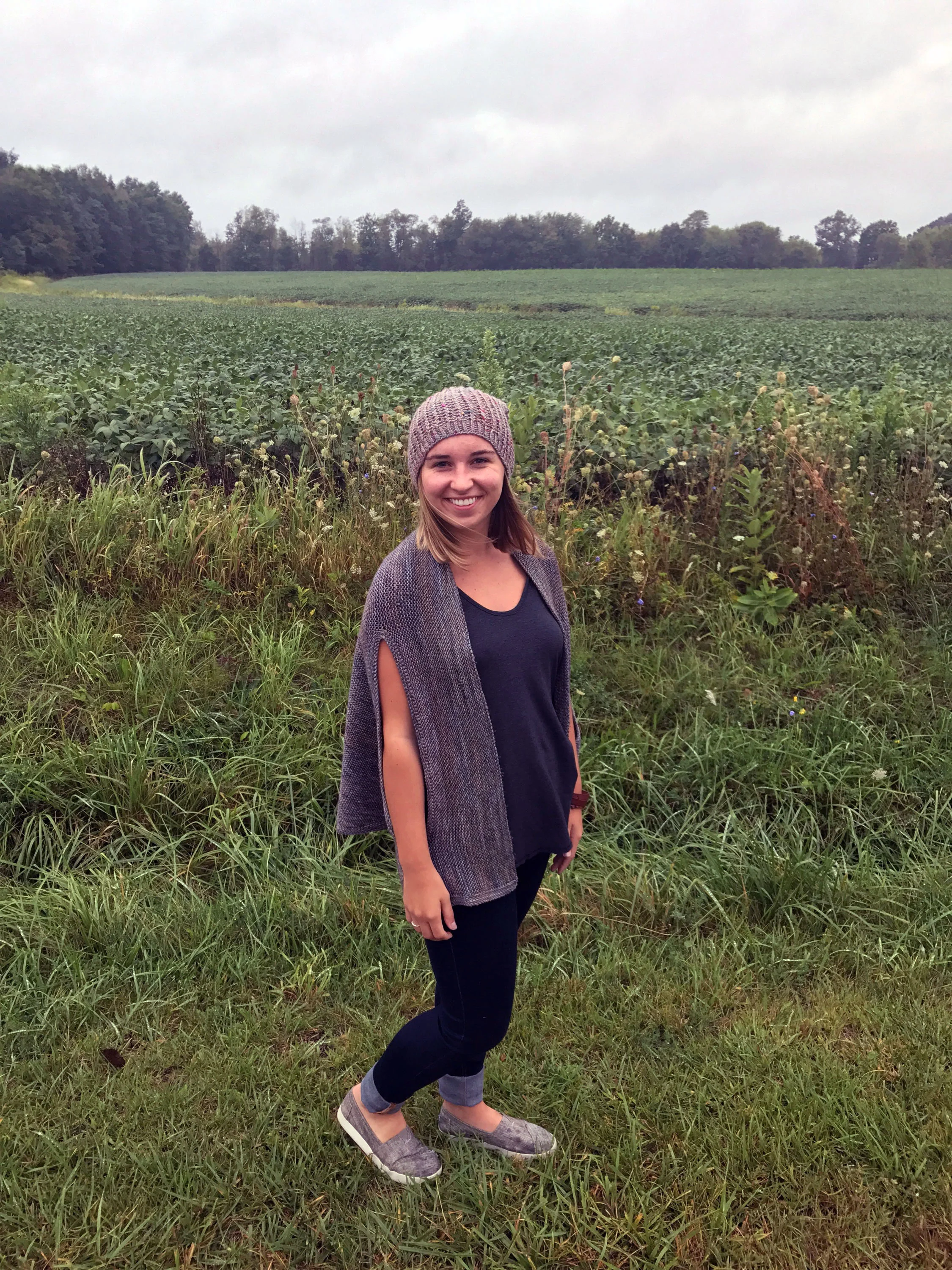 The Rachel Wrap & the Rocky Mountain Beanie; Rachel Wrap worn as a vest