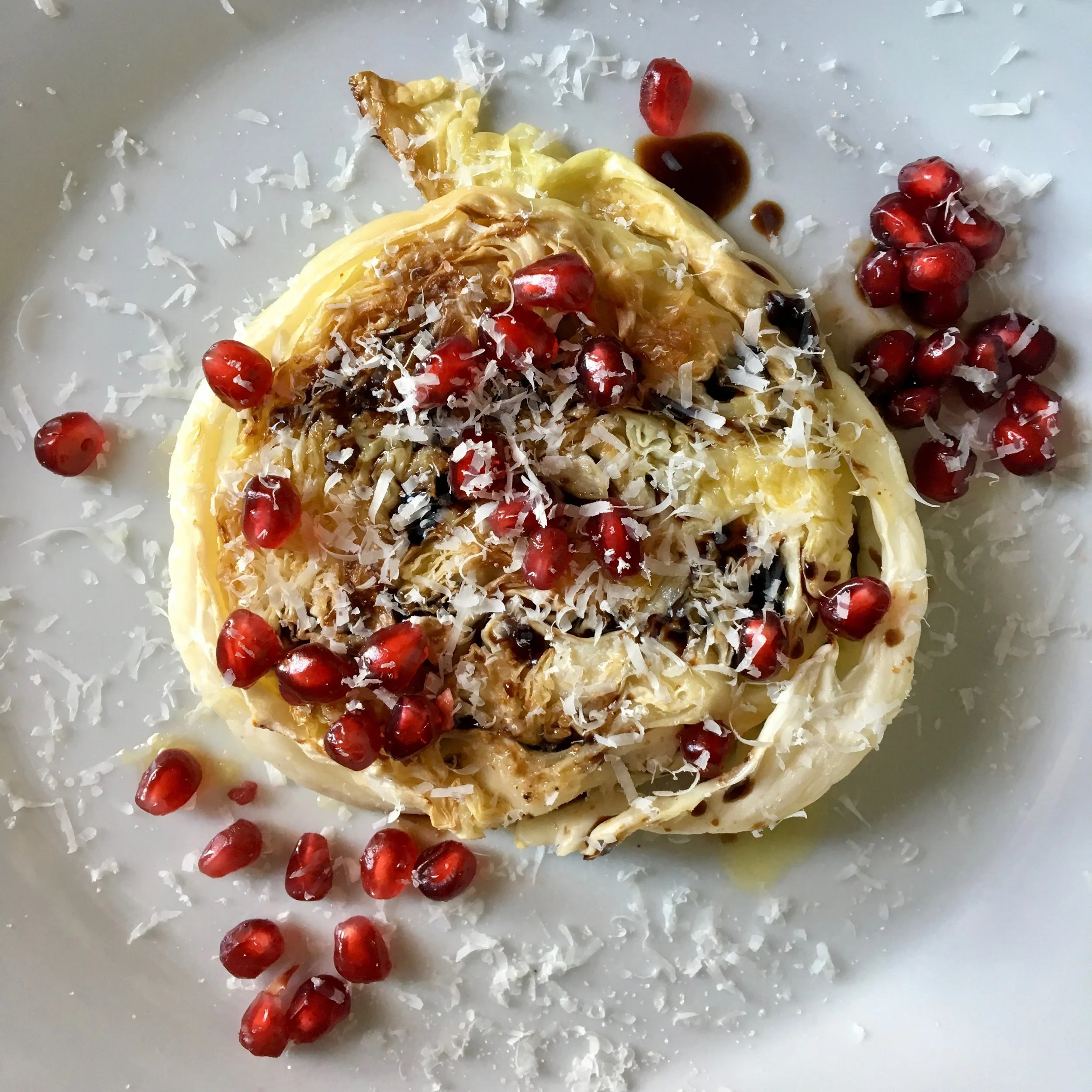 Roasted Cabbage With Balsamic + Pomegranates&nbsp;