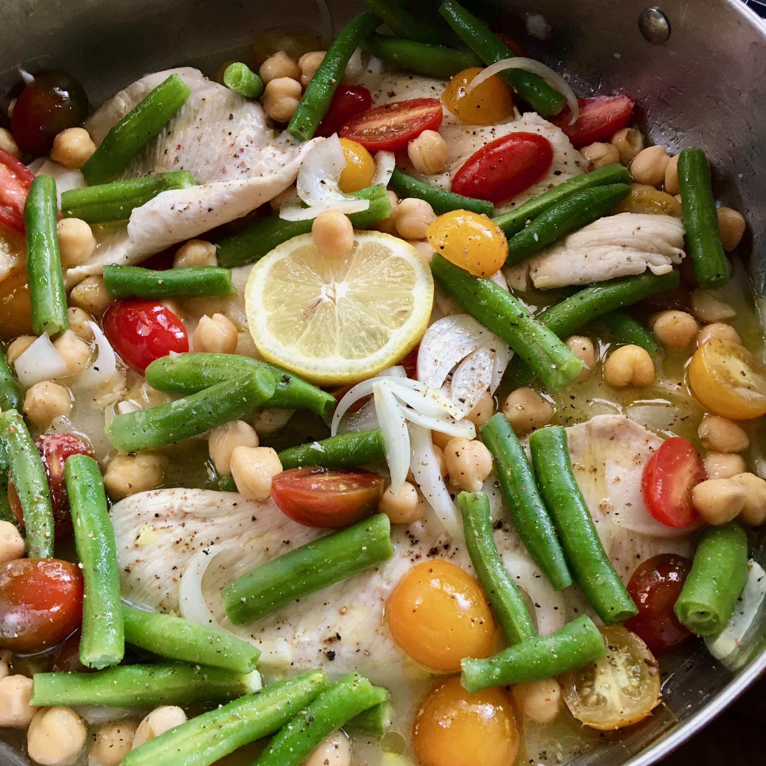 Lemony Chicken With Chickpeas + Veggies