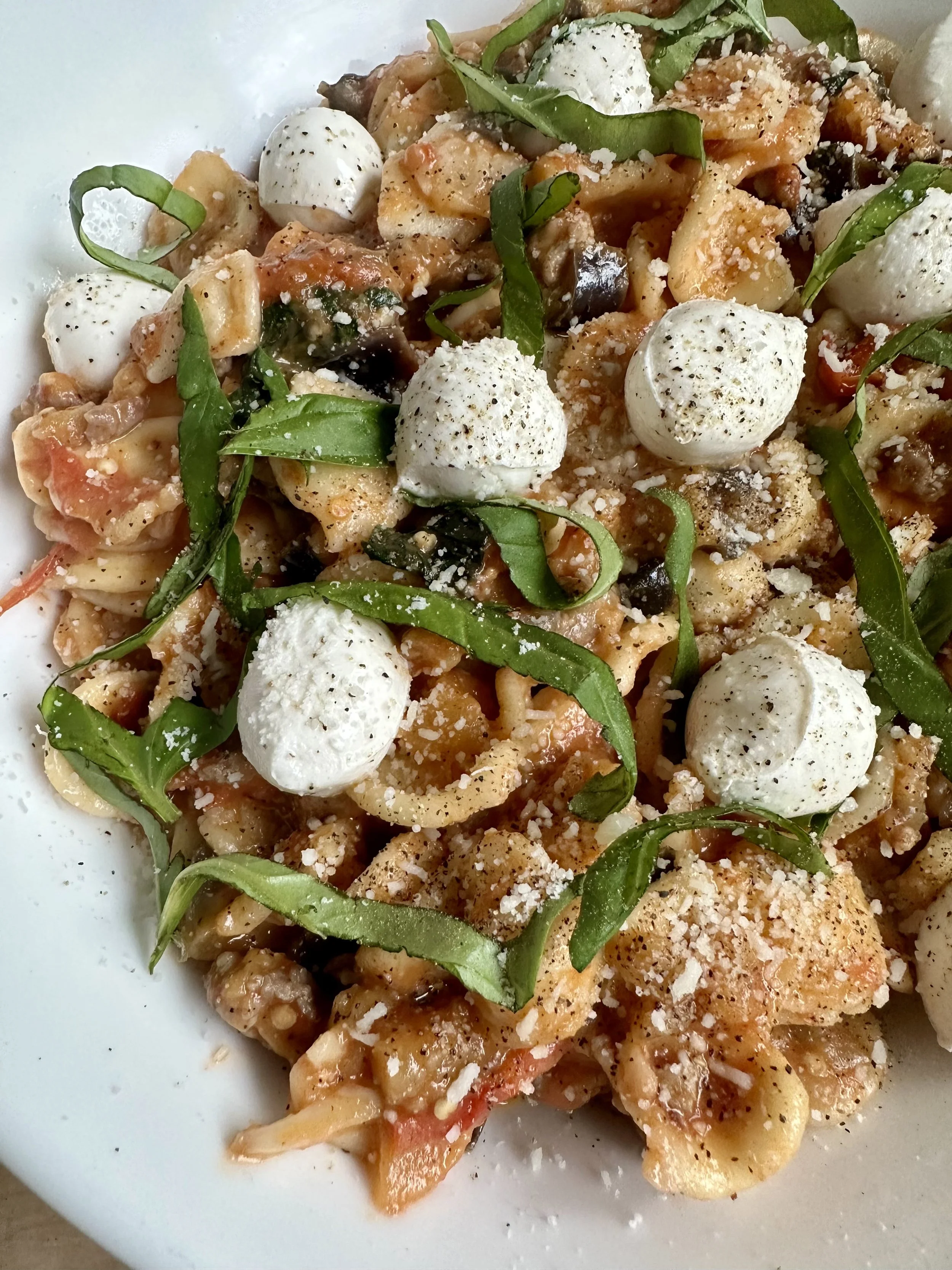 Hearty Eggplant + Sausage Pasta