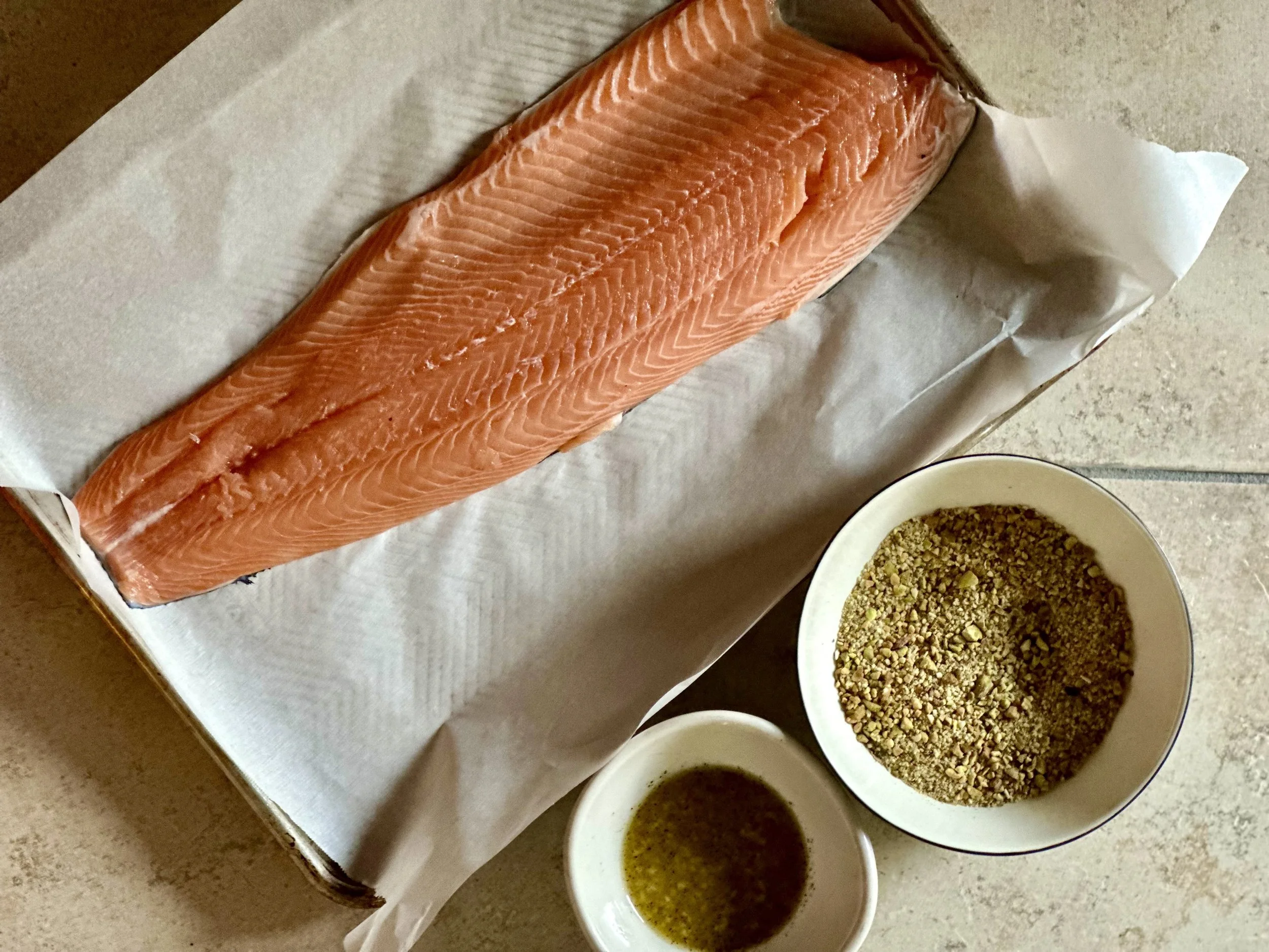 Pistachio + Pecan Crusted Salmon