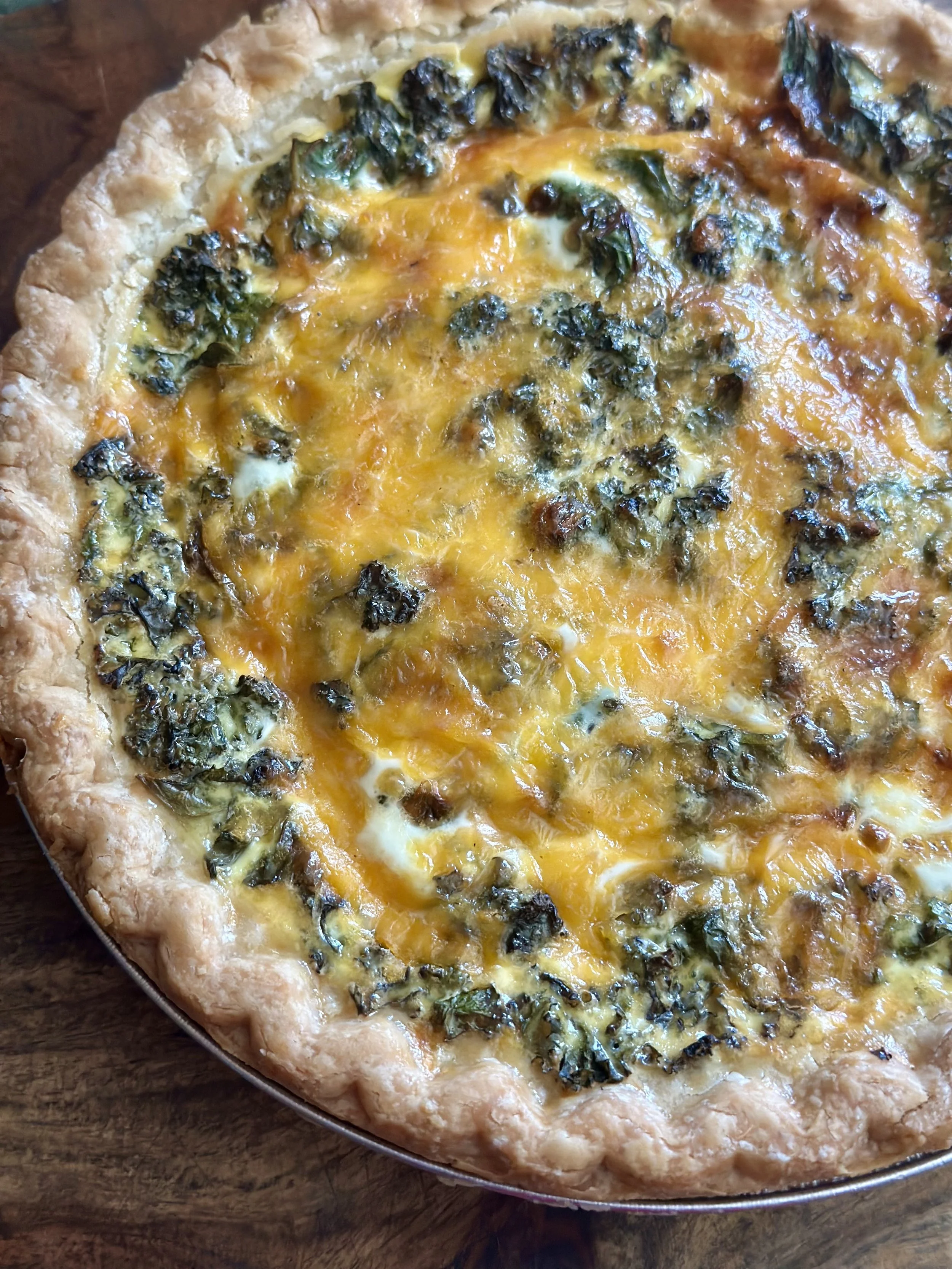 Butternut Squash, Caramelized Onion, Crispy Kale & Cheddar Quiche