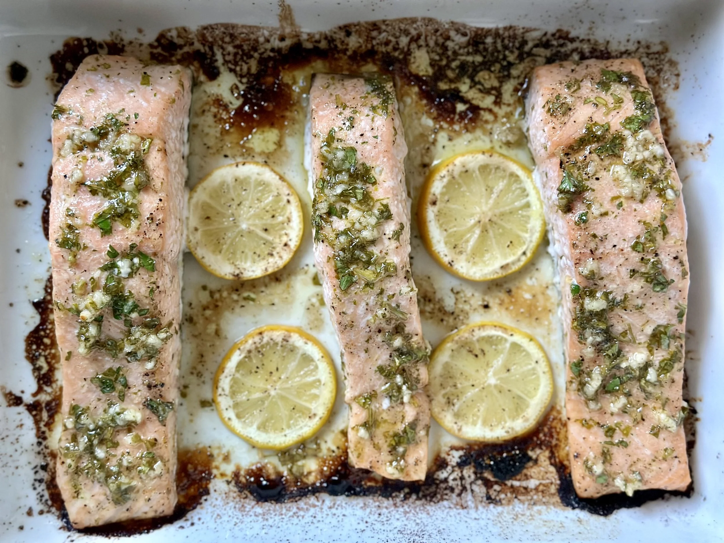 Super Simple Honey, Lemon + Herbed Baked Salmon