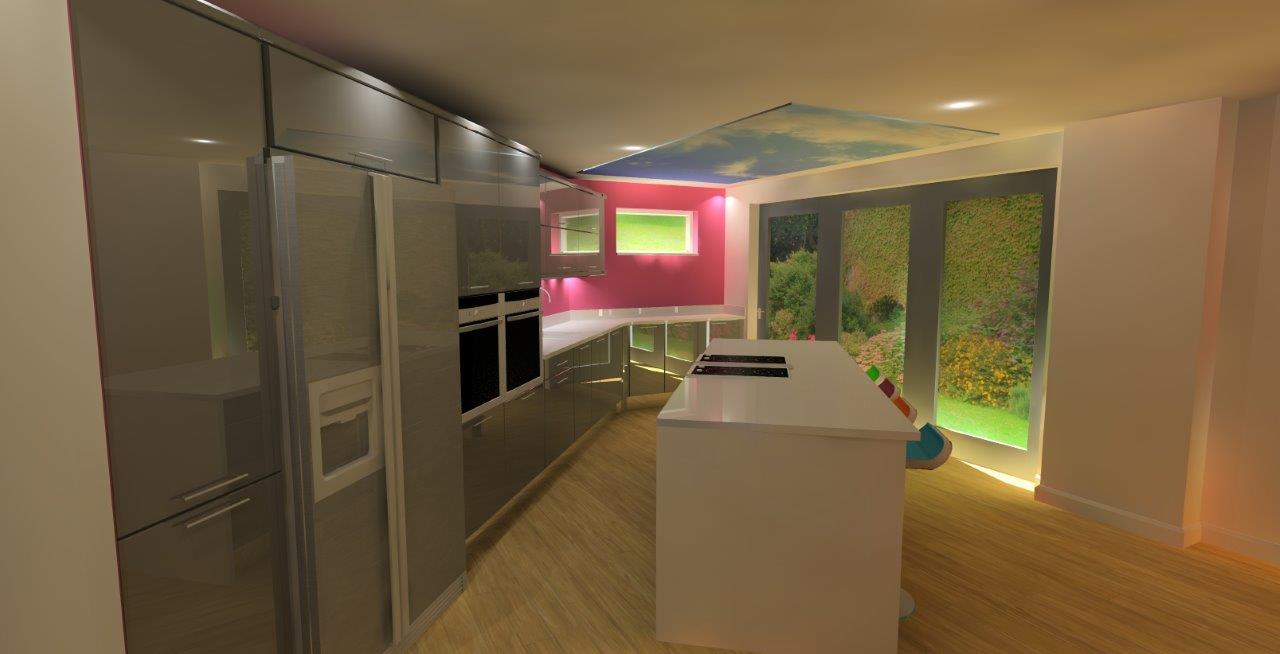 3D Angled Kitchen