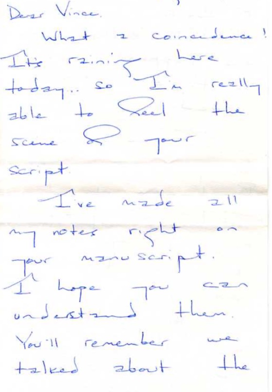 Note from Rogers, critiquing an early script from my first TV show