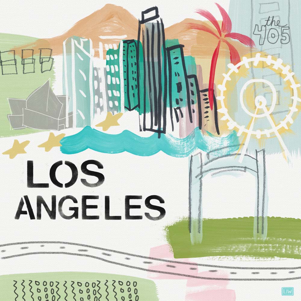 Los Angeles- mixed-media on canvas.