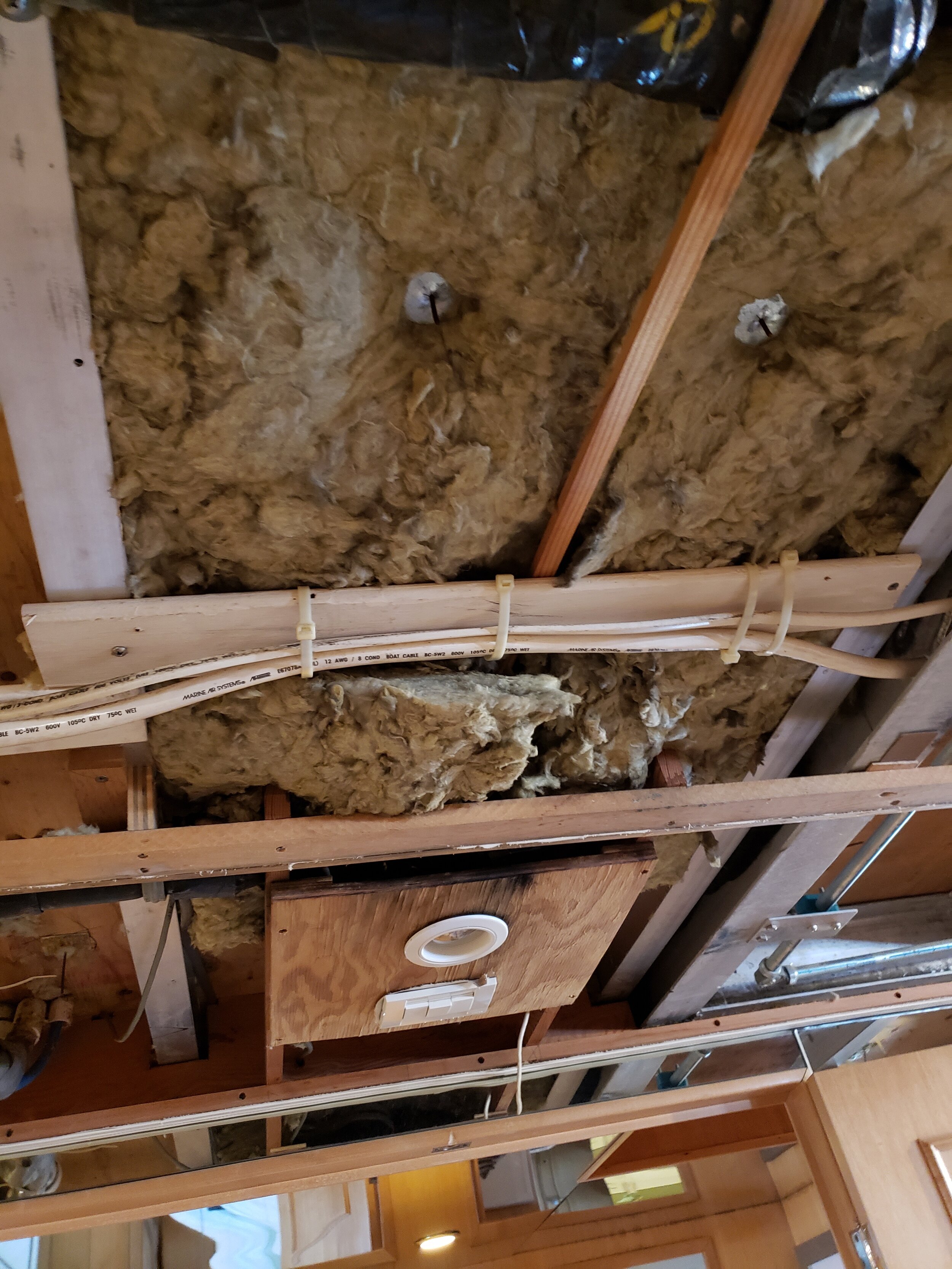  Old Worn Rockwool Used As Thermal Insulation In The Main Salon Overhead 