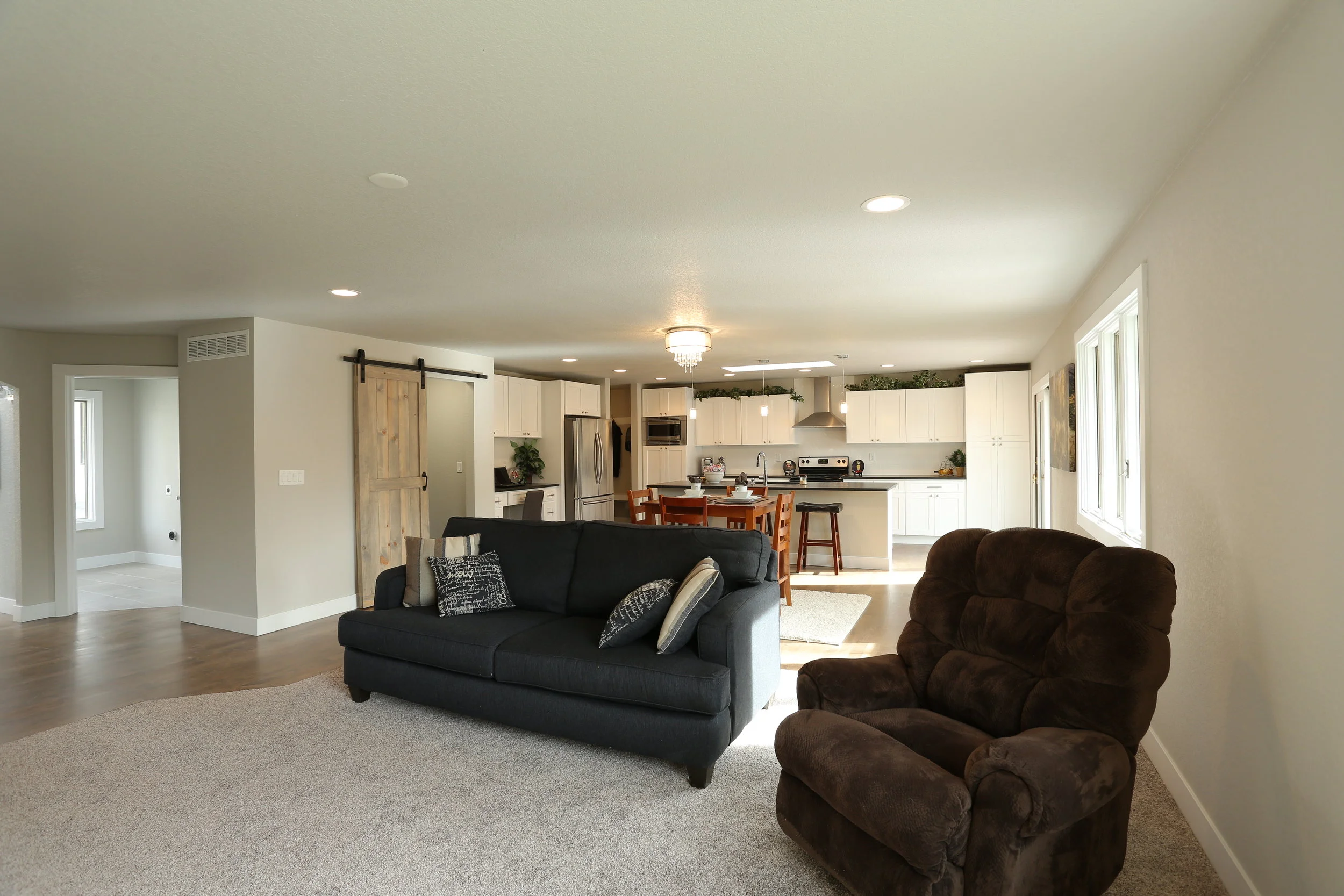 living room area with new carpet