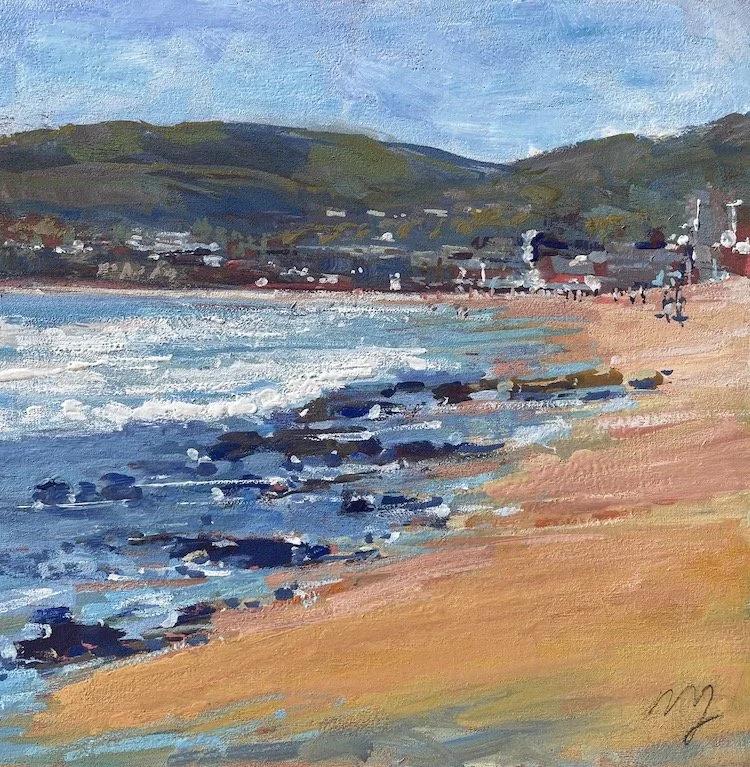 Main Beach 8x8 gouache