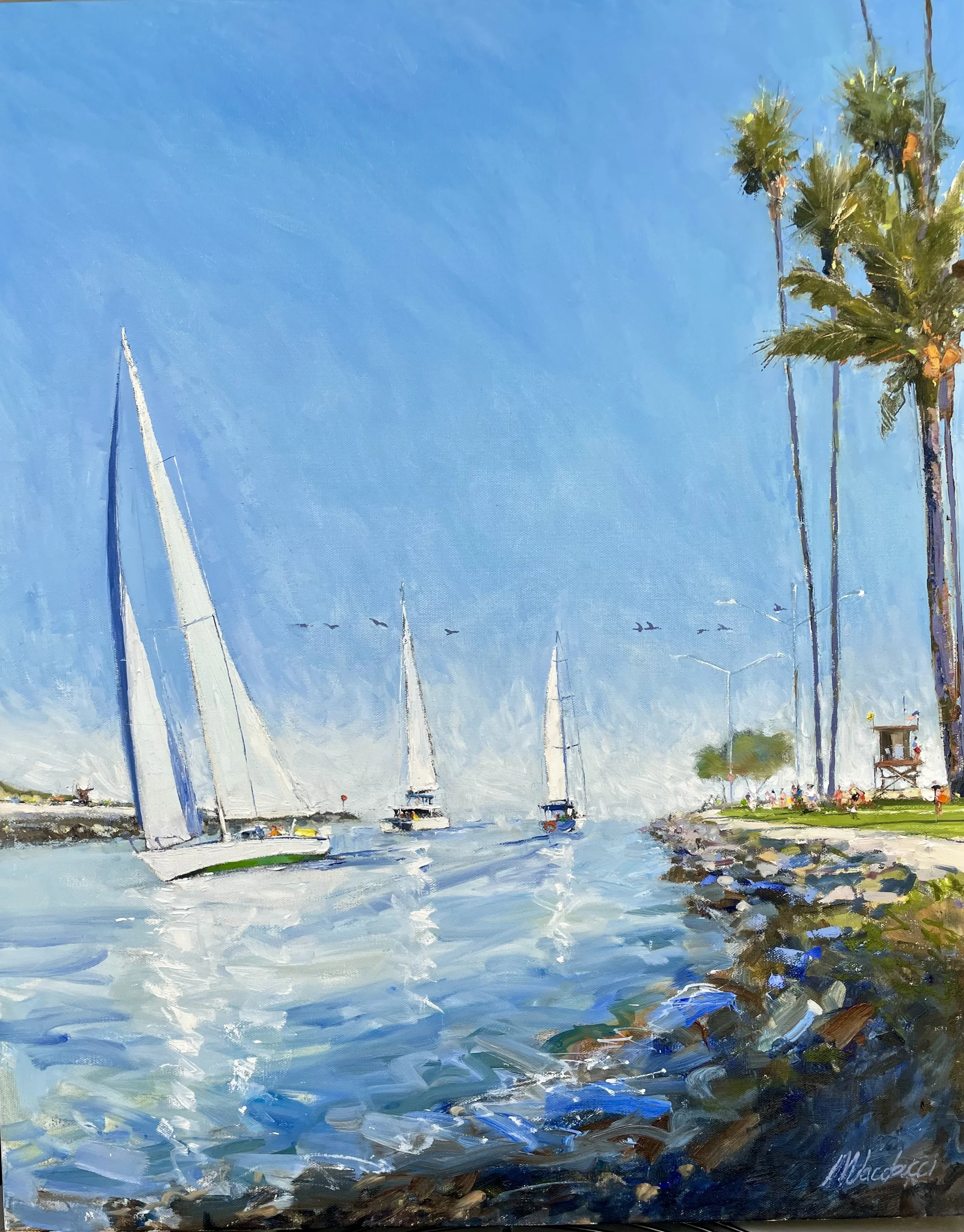 Breezing into Newport  30x24  oil  SOLD