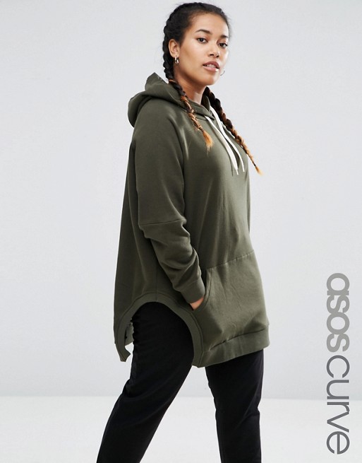 ASOS CURVE Hoodie in Oversized Fit with Side Splits