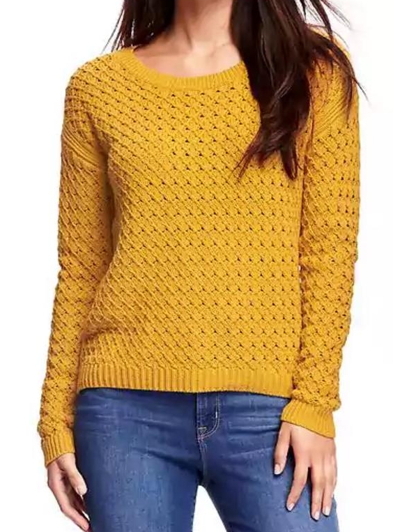 Hi-Lo Honeycomb-Stitch Pullover for Women