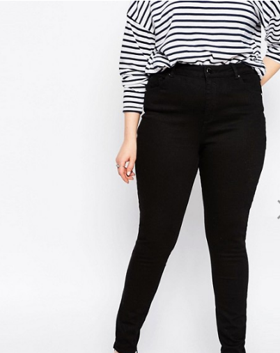 ASOS CURVE Lisbon Mid Rise Ankle Grazer Jean In Clean Black