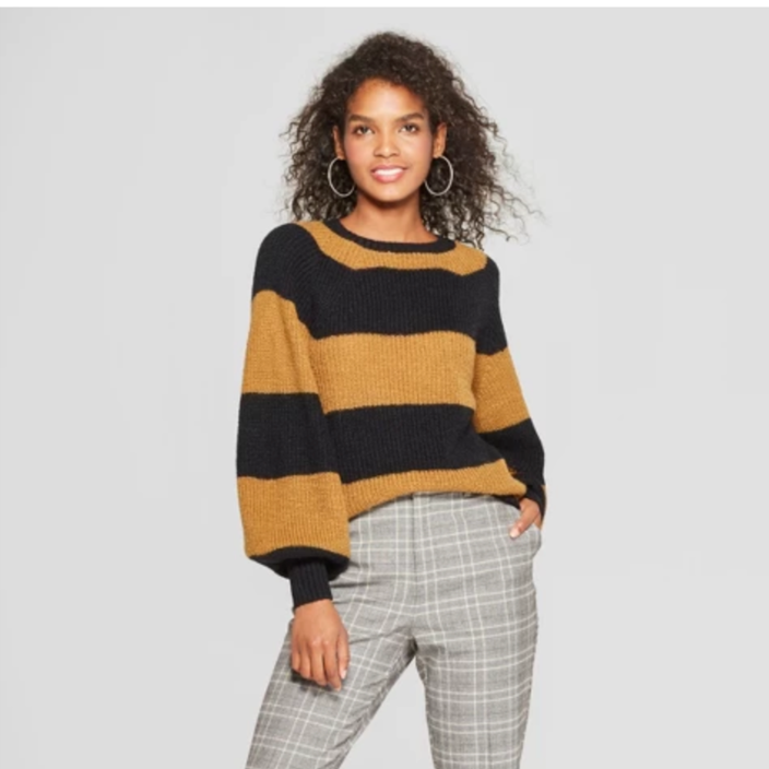 Women's Striped Long Sleeve Cozy Crew Neck Sweater - Who What Wear - $32.99