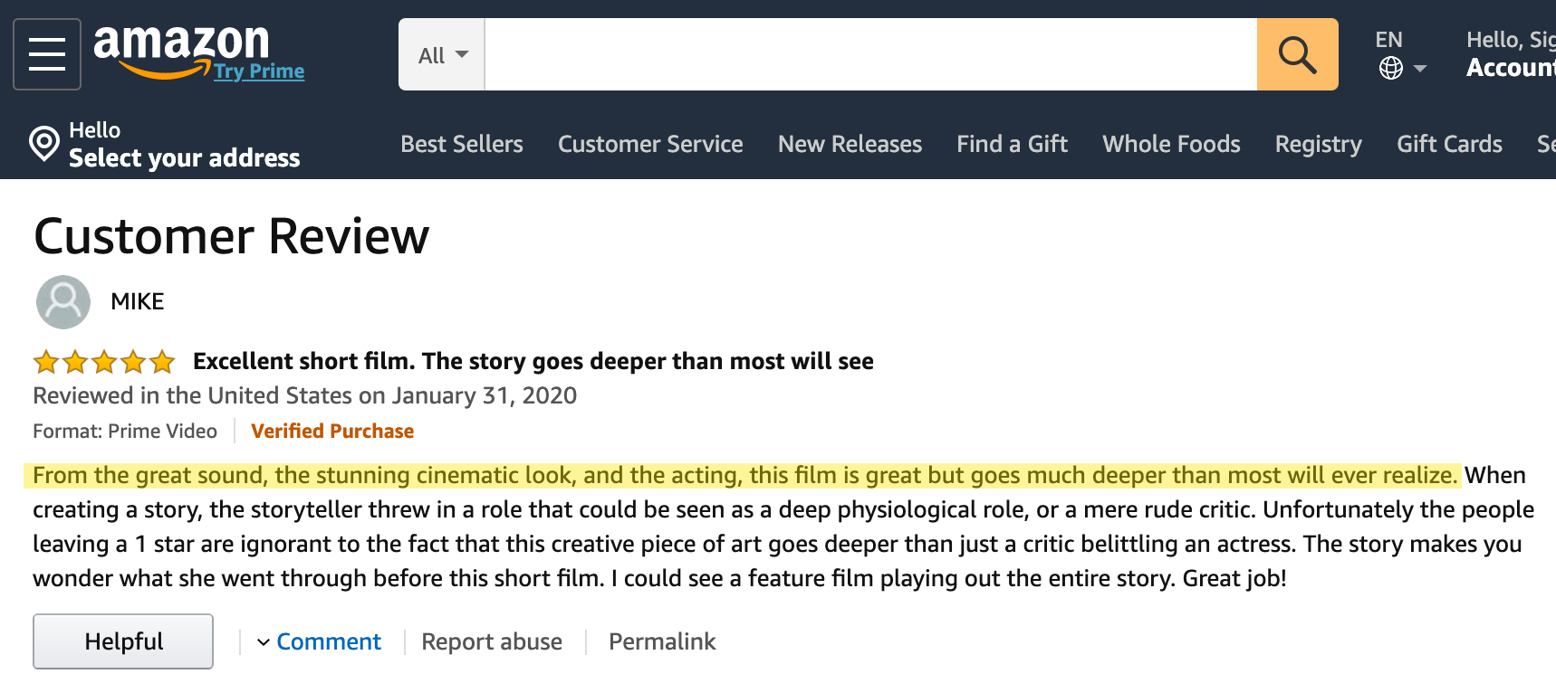 Amazon Customer Review