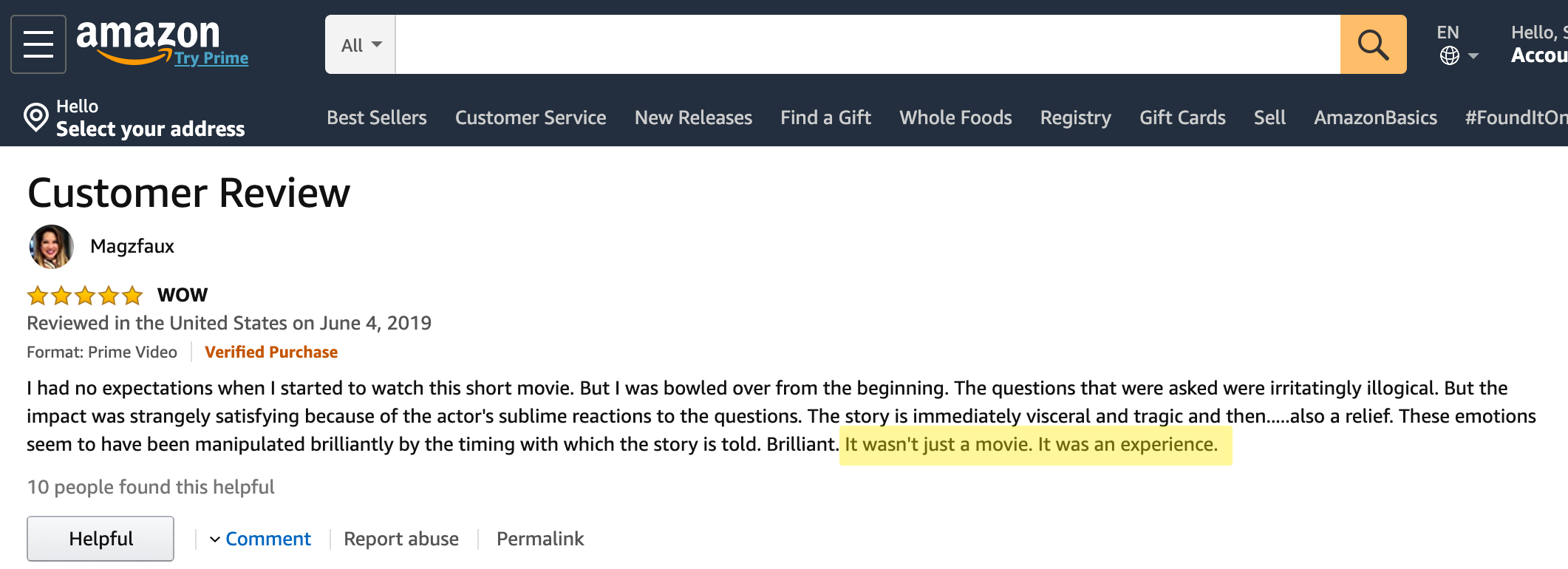 Amazon Customer Review