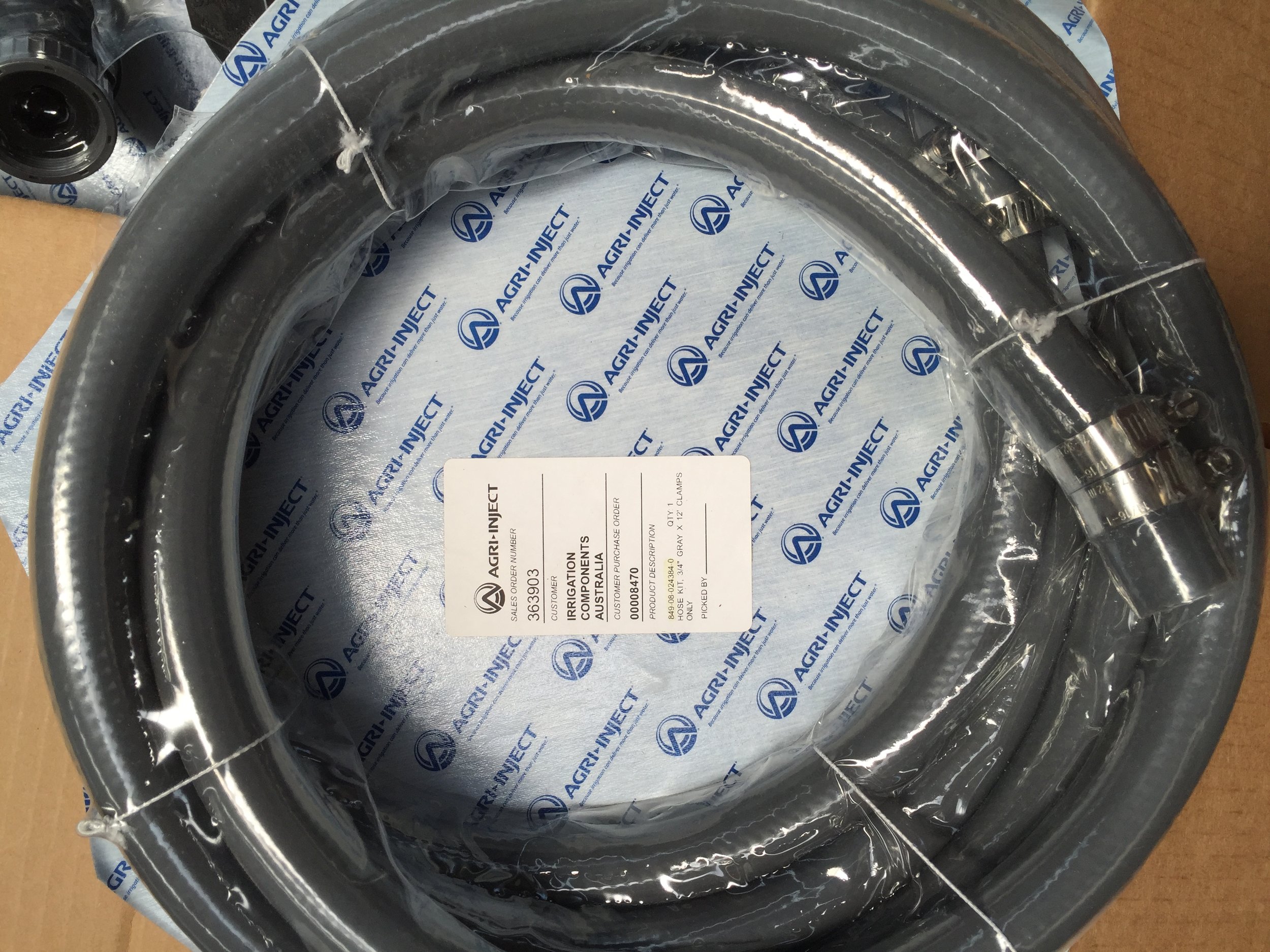 Hose kit, 1/2" x 12" grey, clamps only