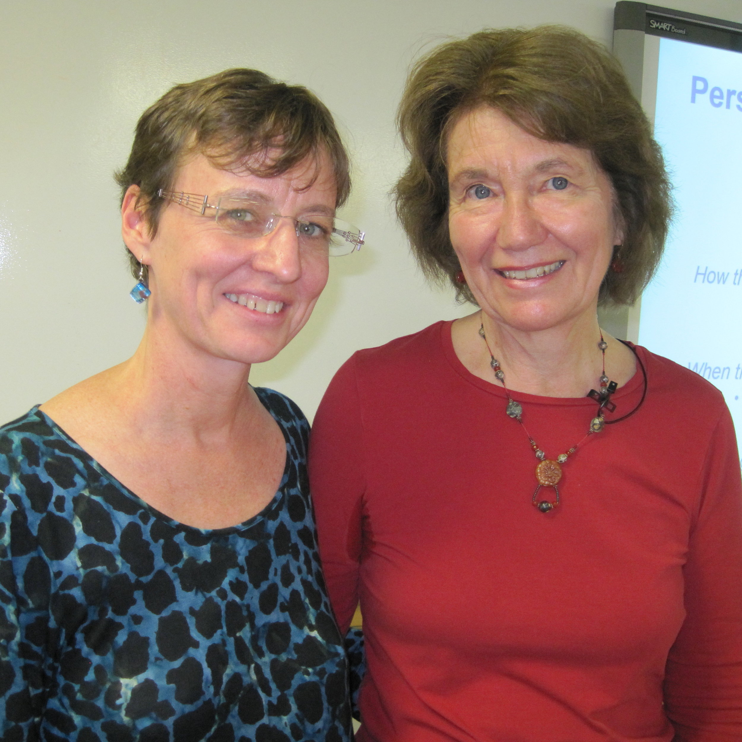 Mary Kay Parkinson and Elaine Aron "linking" at a workshop Elaine presented in San Francisco on working with highly sensitive people. Our greatest resource is each other!