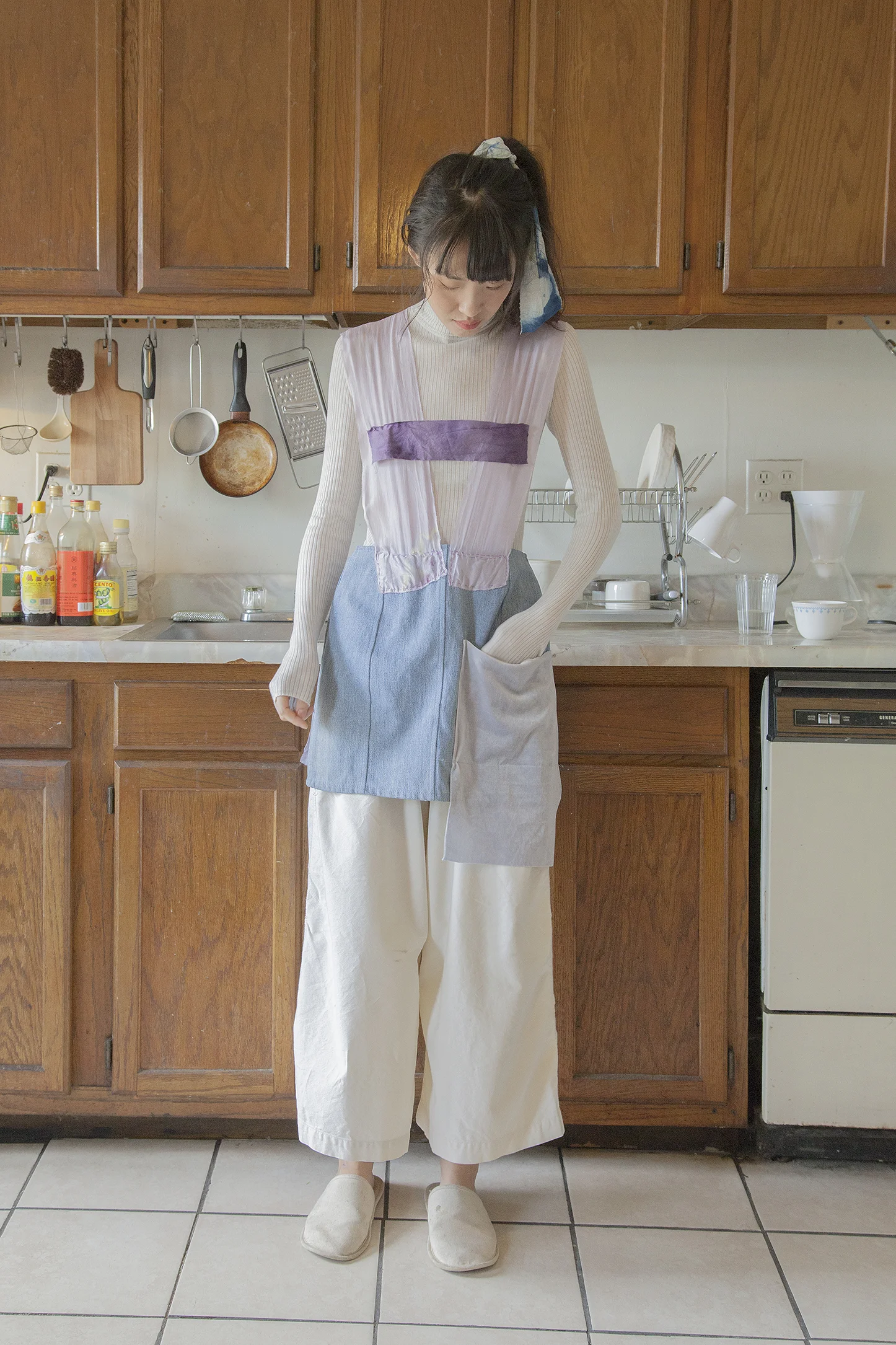 Apron 9 /with a horizontal purple strap/ 