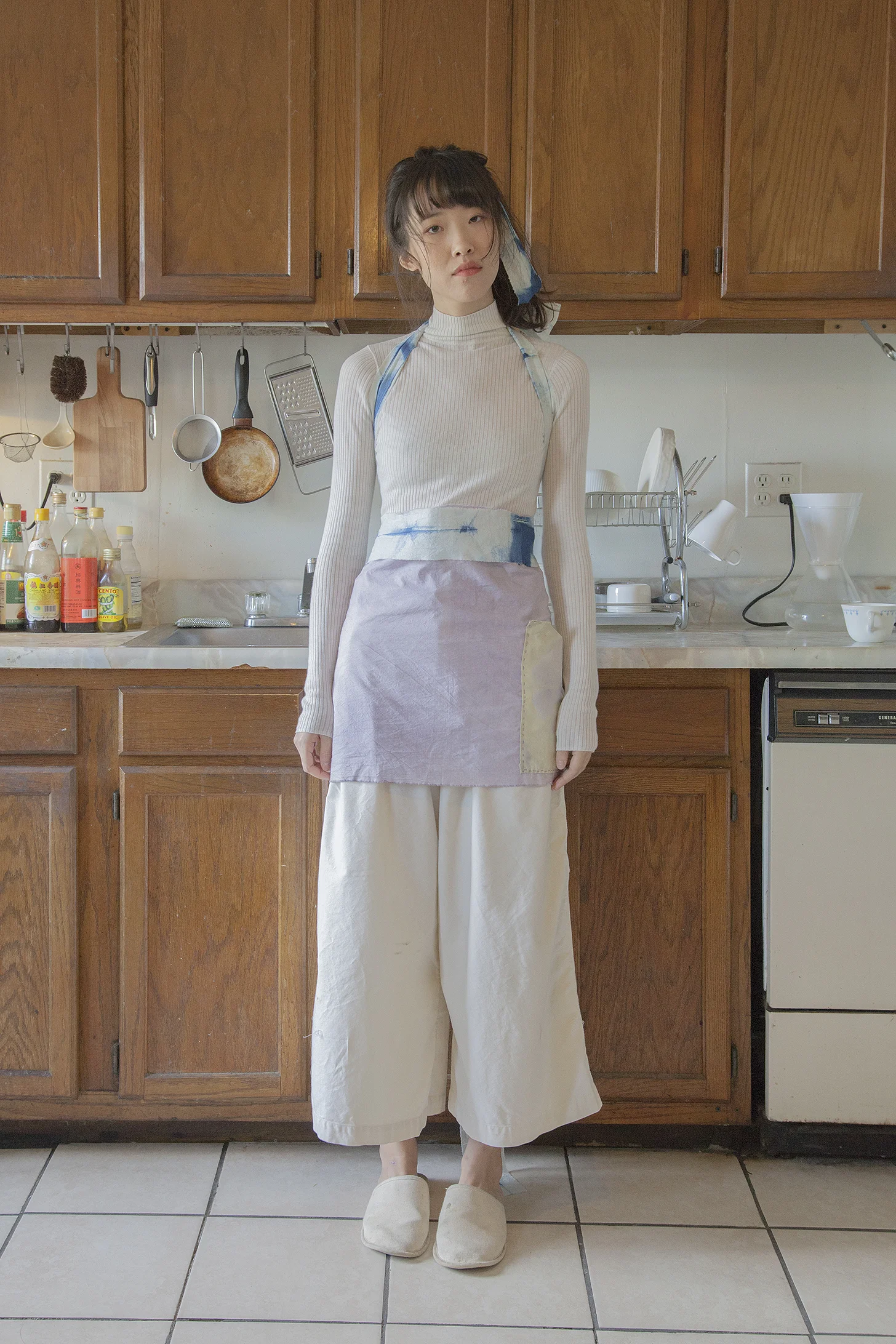 Apron 22 /with long tie-dye strap/ 