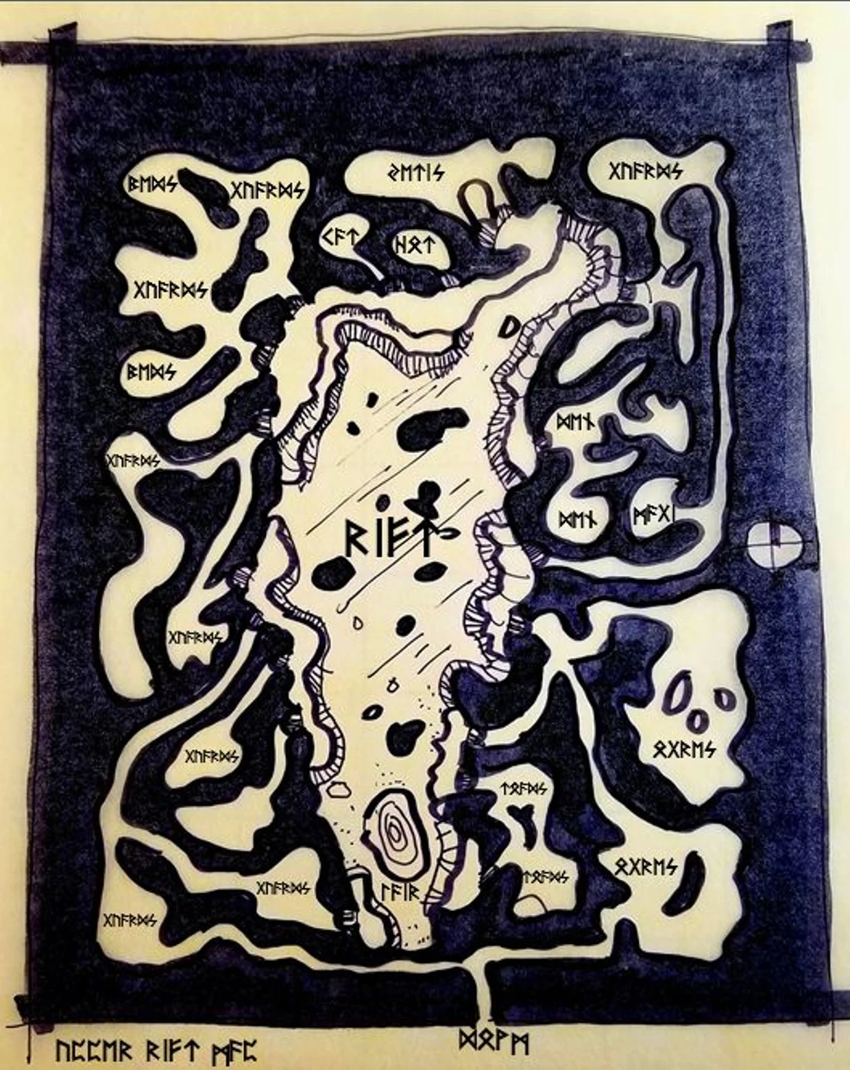 Svinfneblin drawn map of the upper level of the Glacial Rift
