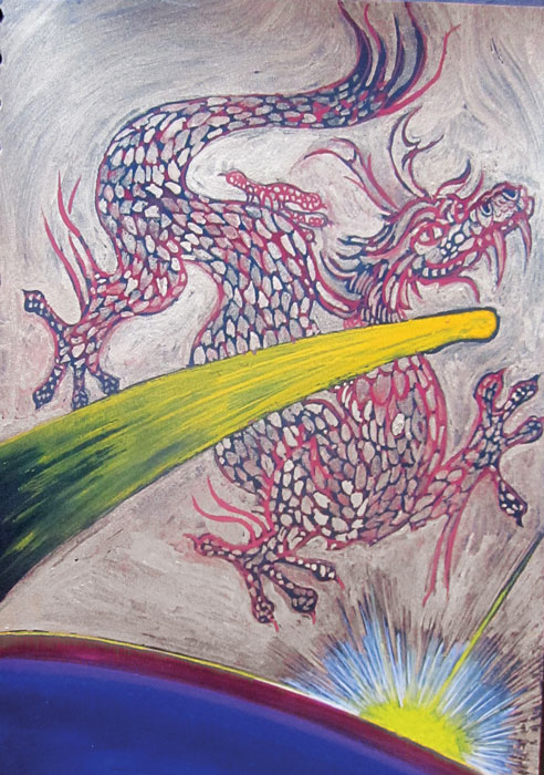 Ride the Dragon, gouache on paper, 1997