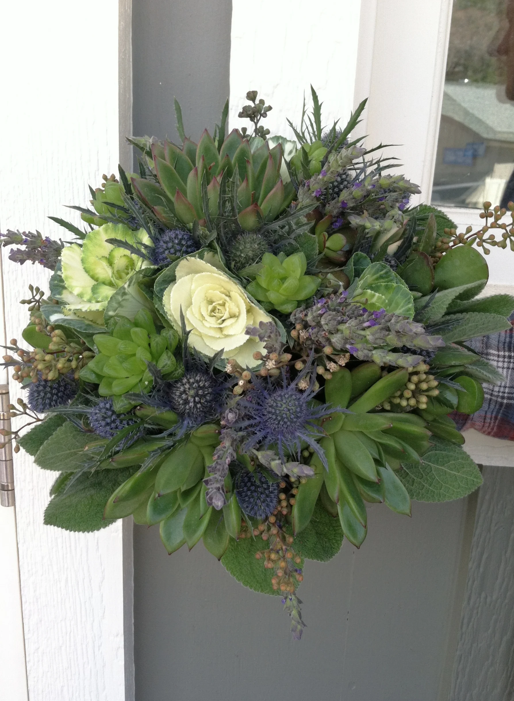 Kale + Succulent and Thistle Bouquet