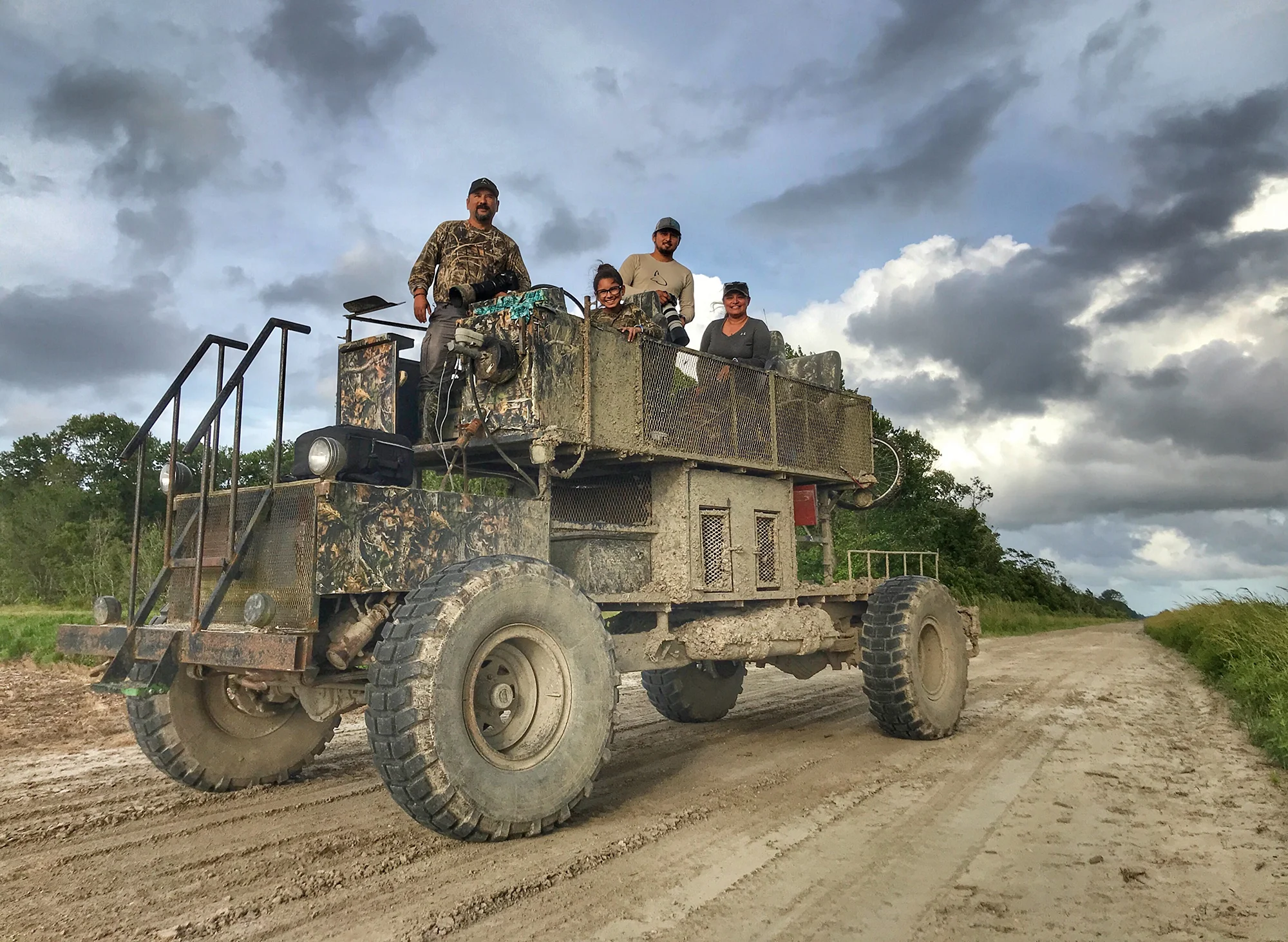 The SDM crew on the swamp buggy. 