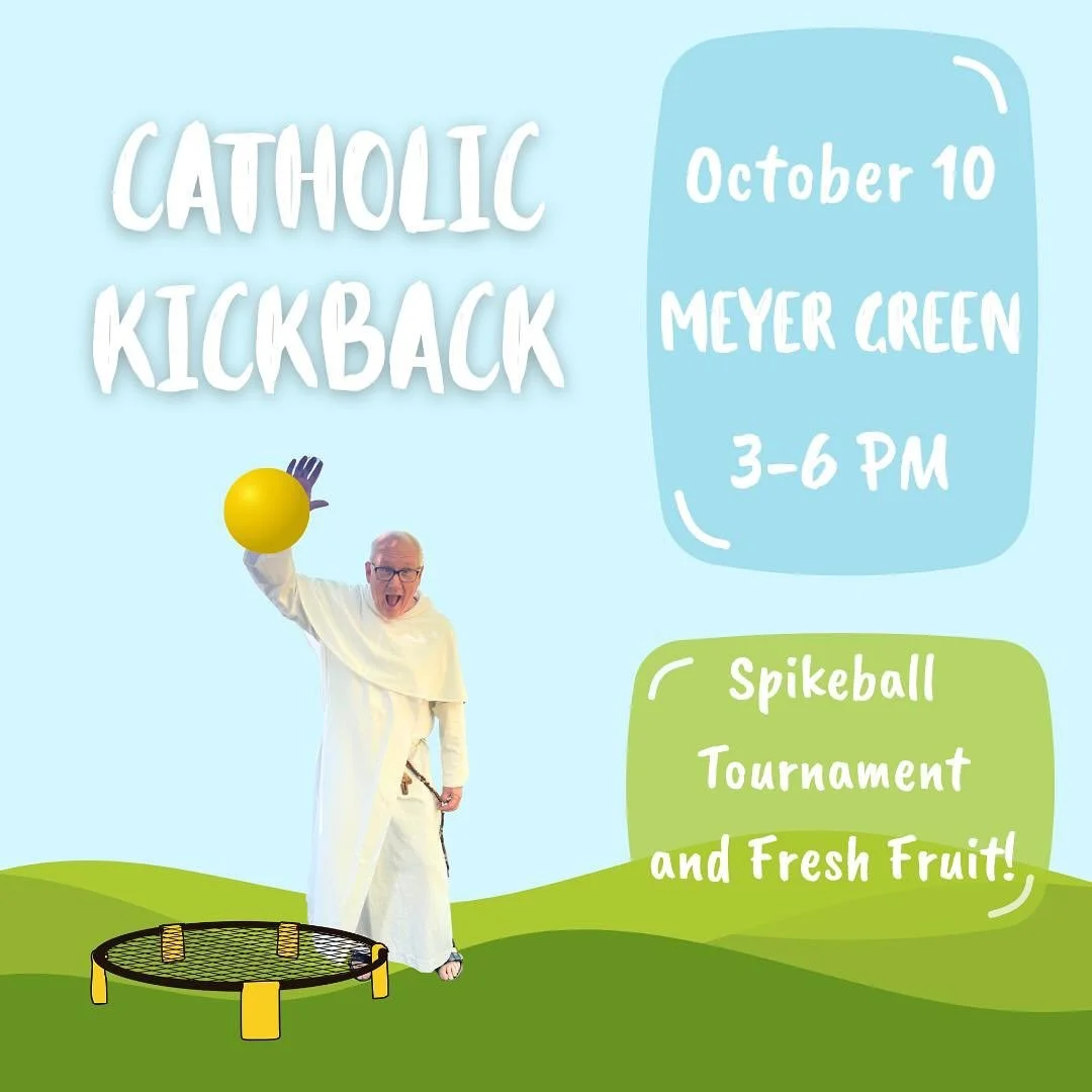 Come hang out with us this Friday to find out if you have what it takes to beat Fr Bart at spikeball🫵🏆⁉️