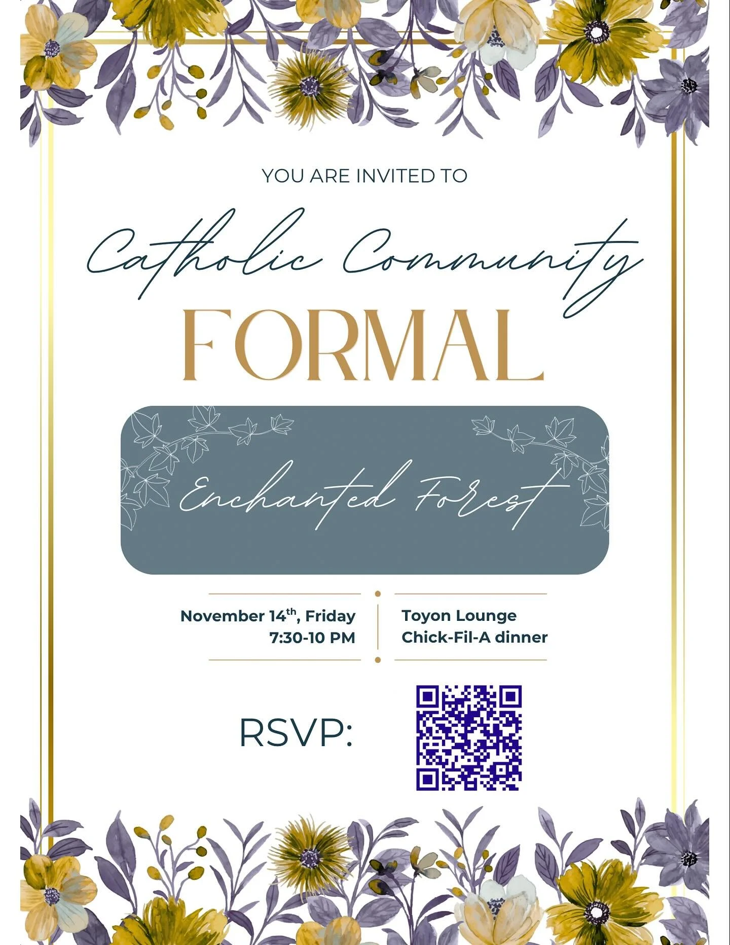 🌲✨UNDERGRAD FALL FORMAL✨🌲

Join us this Friday at 7:30 PM in the Toyon Lounge for the annual Fall Formal! Get ready for some great food and dancing! 💃🏻🕺🏻

RSVP at the link in the bio to secure your Chick-Fil-A sandwich 😆
