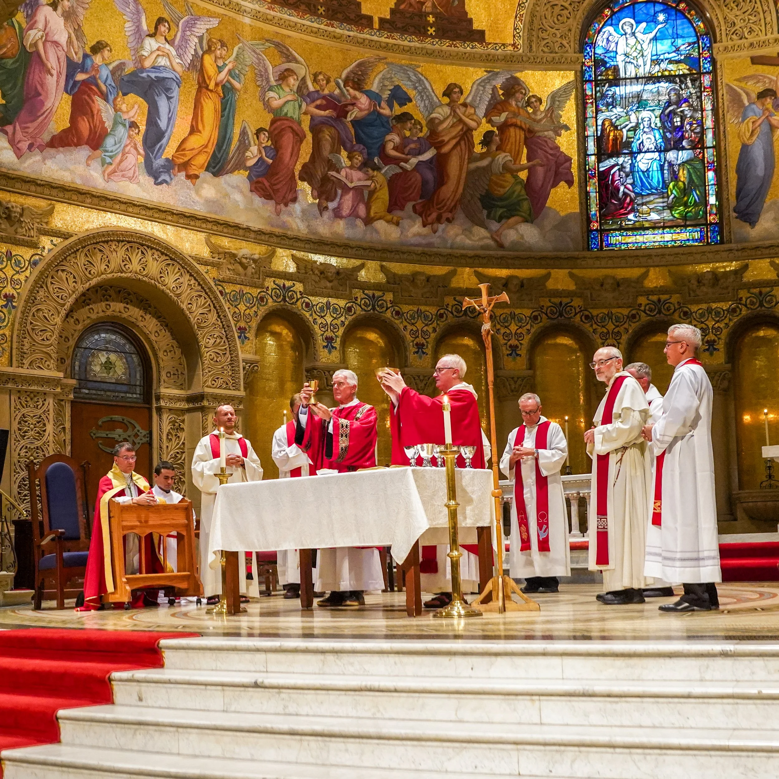 Clergy at the Mass of the Holy Spirit at which Fr. Bartholomew Hutcherson, OP was installed as pastor of CC@S