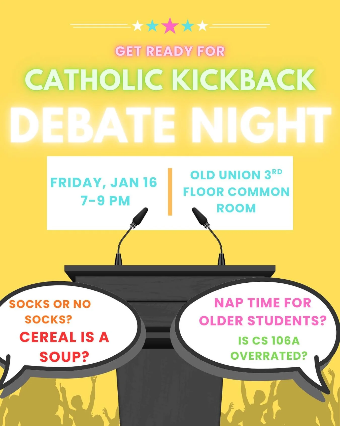 Come join us for a DEBATE NIGHT like you&rsquo;ve never seen before. 👩&zwj;⚖️👨&zwj;⚖️It will be competitive. There will be fake mustaches for you all. The dress code will be enforced. Wear your Sunday best or your only-my-roommates-can-see-this fit