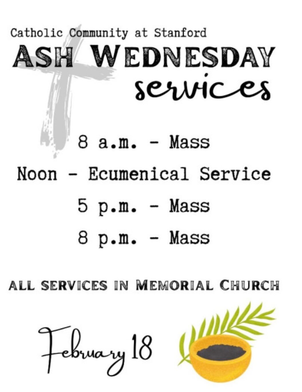Ash Wednesday Schedule 🙏