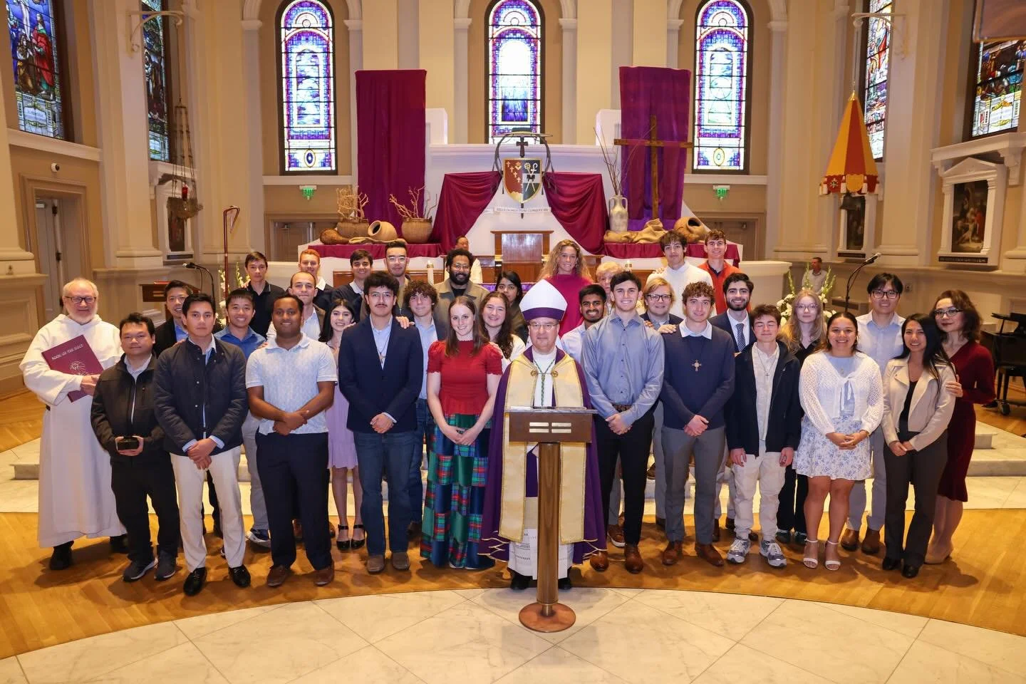 RITE OF ELECTION - Catechumens from the Catholic Community at Stanford with their sponsors and Bishop Cant&uacute; at the Rite of Election