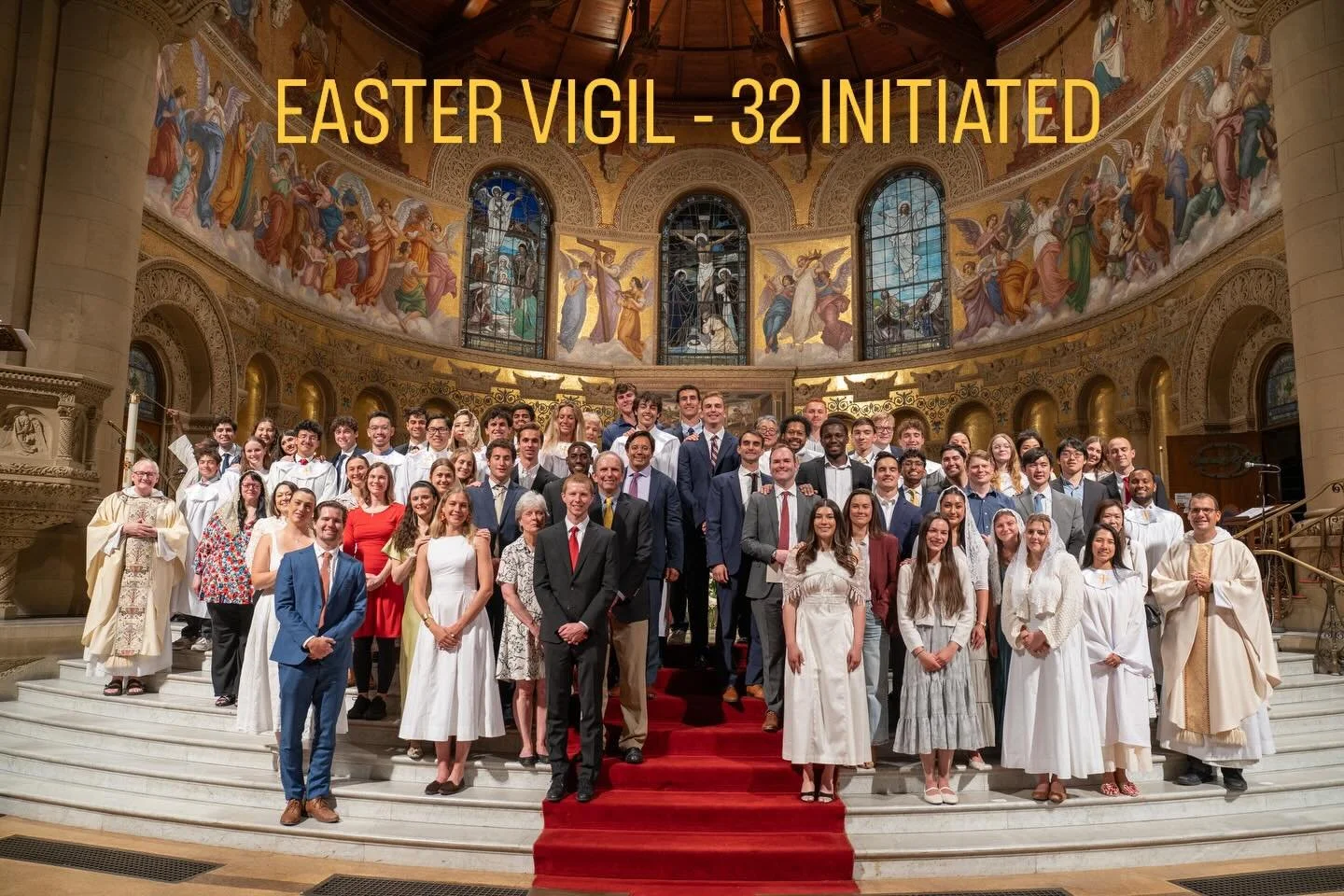 Congratulations to the 46 men and women who were initiated or completes their Christian Initiation through the Catholic Community at Stanford during the Easter Octave (16 Baptized, 10Received to Full-Communion in the Catholic Church, and 20 Confirmed