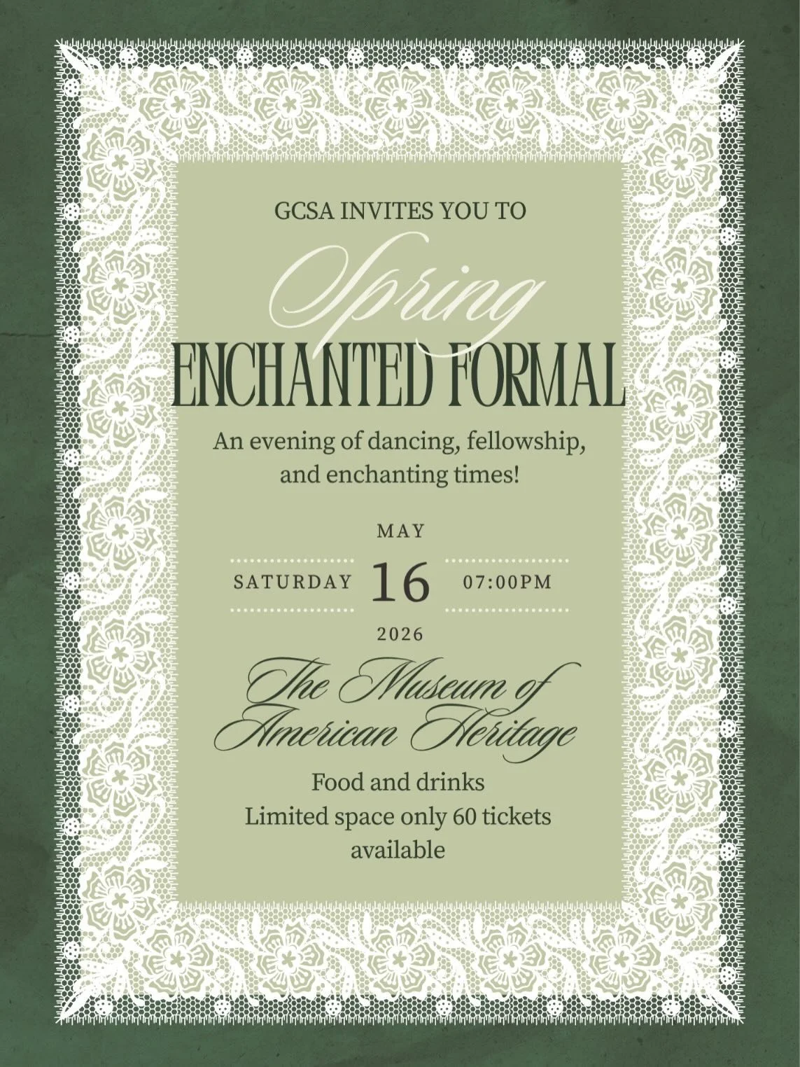 💚🌿🌱👗GRADS/POST DOCS!! SAVE THE DATE for May 16th because GCSA formally invites you all to our Enchanted Spring Formal at The Museum of American Heritage! Keep an eye out for the ticket link to drop soon as there&rsquo;s only 60 tickets available!