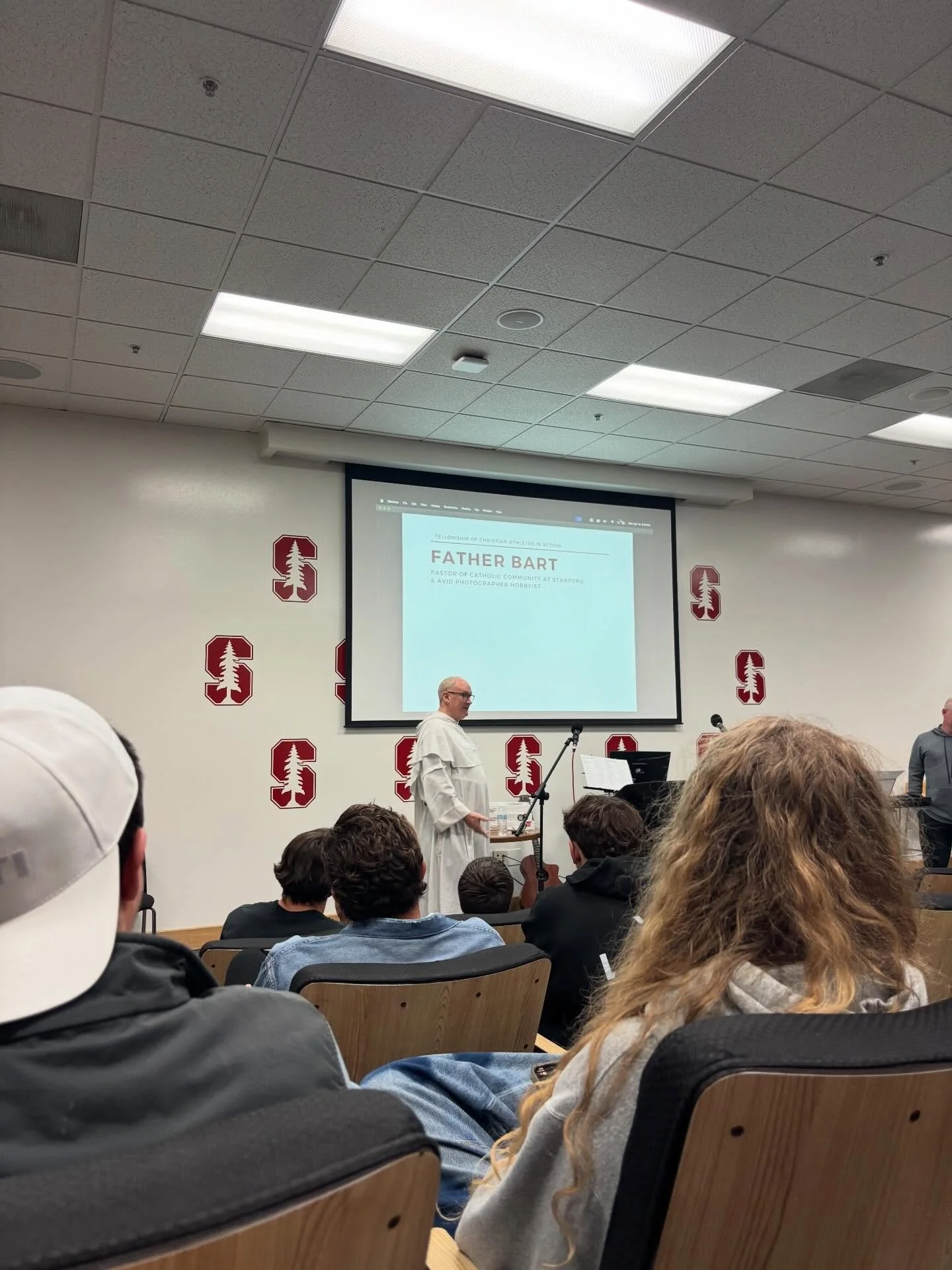 Earlier this week, our very own Father Bart was the speaker at FCA-the Fellowship of Christian Athletes!