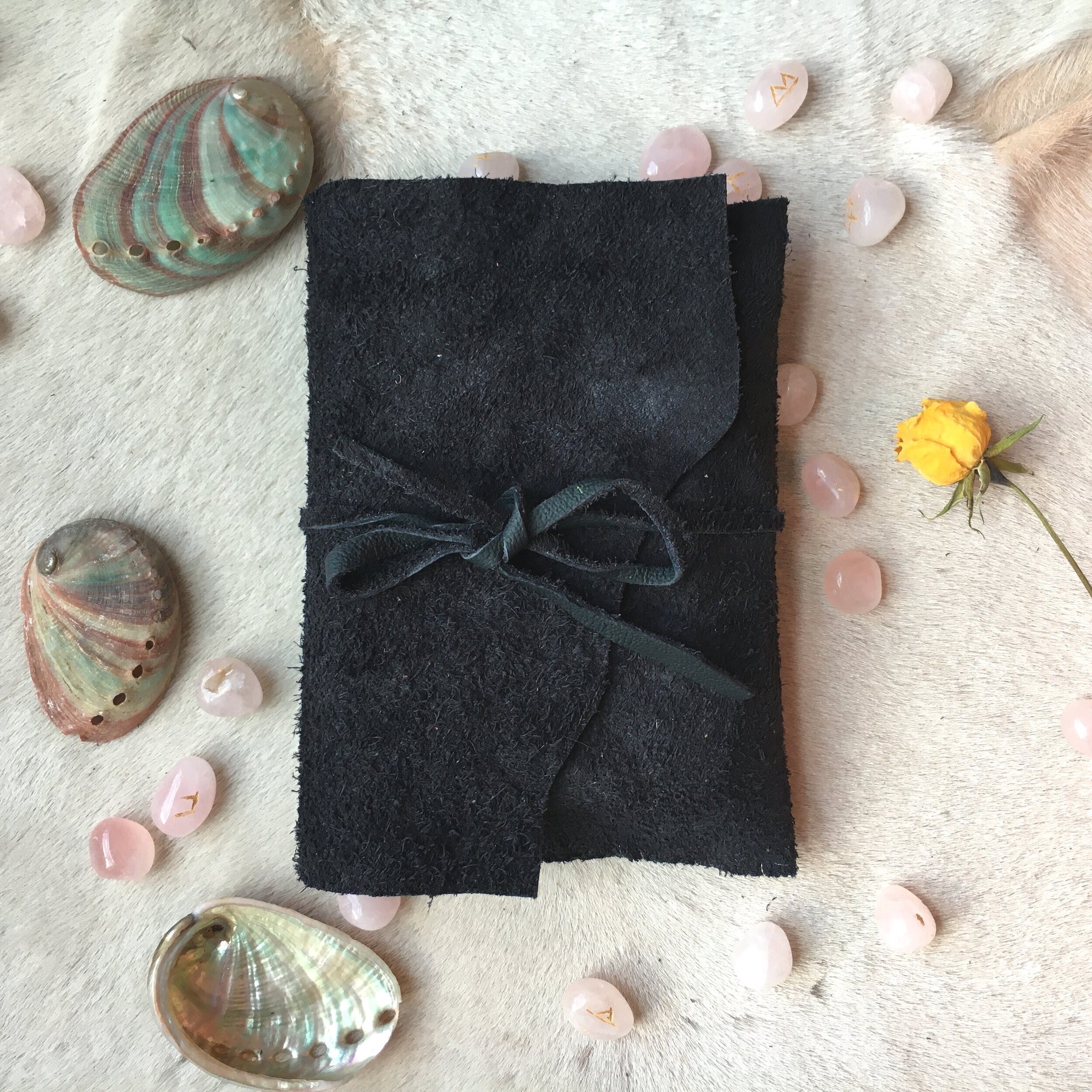 Black Leather  Handmade Tarot pouch