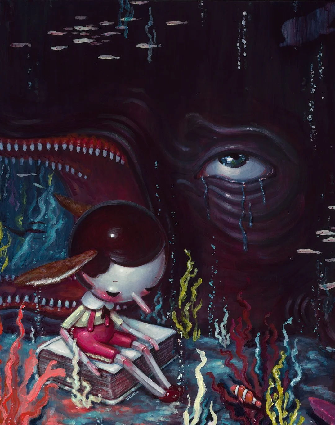 "Into The Deep Blue Sea"acrylic on wood, 2026