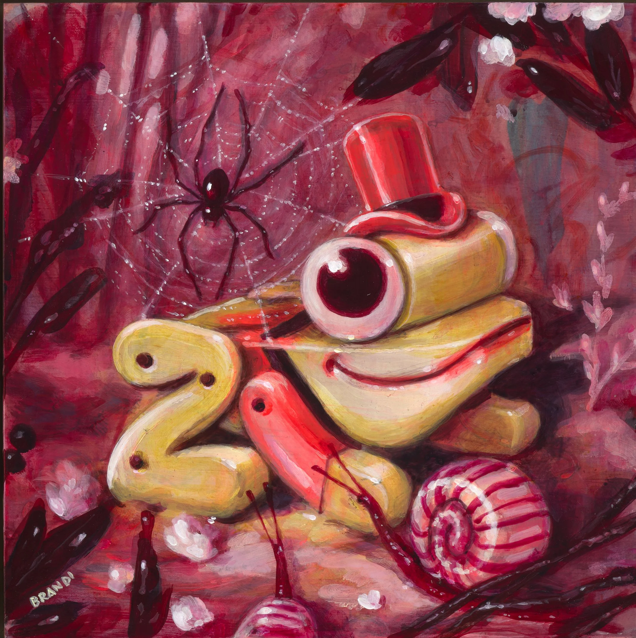 "Abandoned, Again" acrylic on wood, 2026