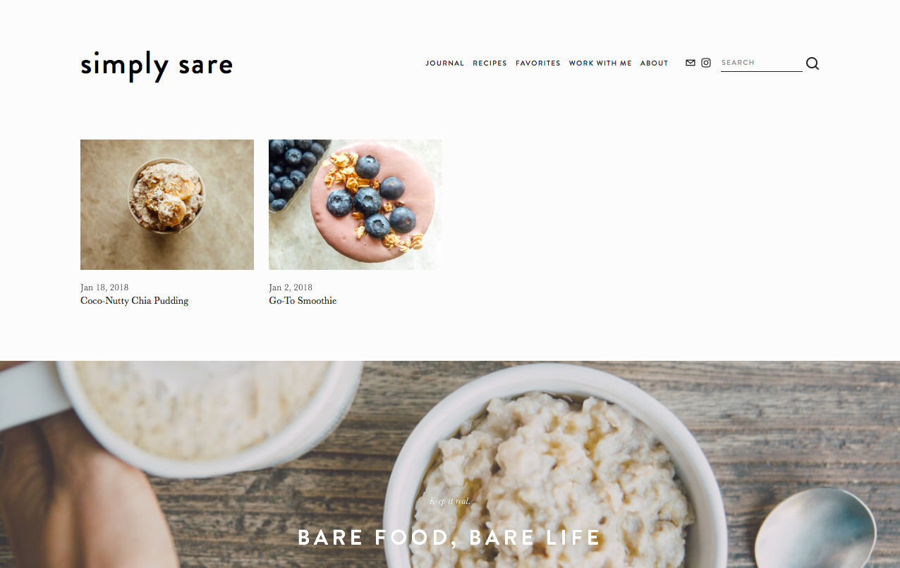 created web content + design for Simply Sare