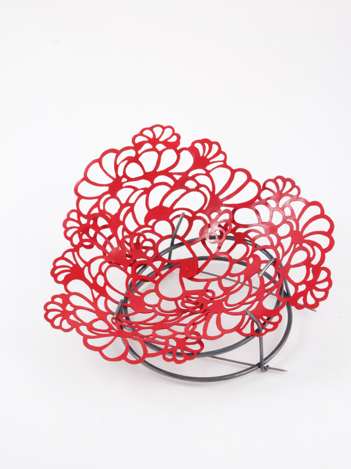  Red Spring. 2013.  Brooch. Laquered copper and oxidized silver. 