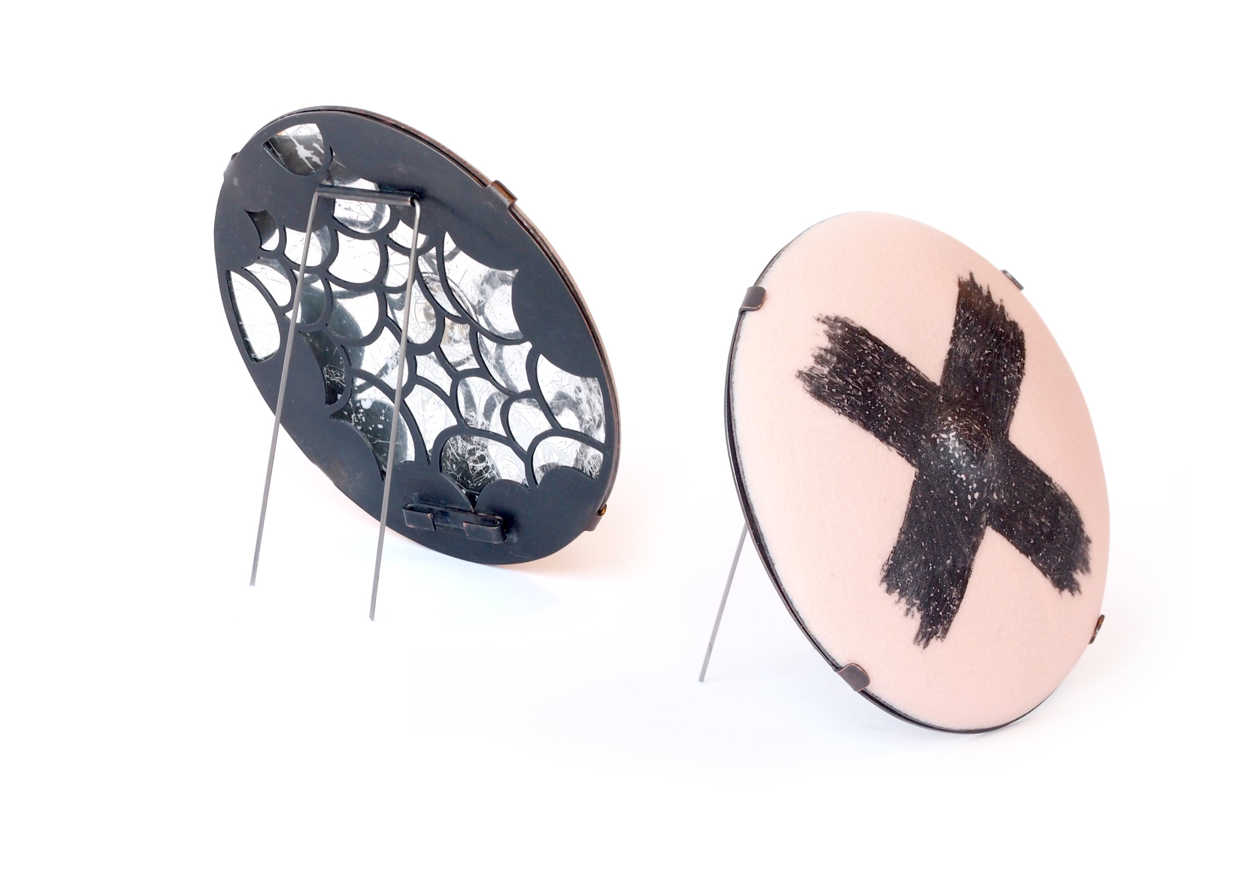  Cover, 2018  Enamel, copper, steel wire. (Front and back) Brooch 