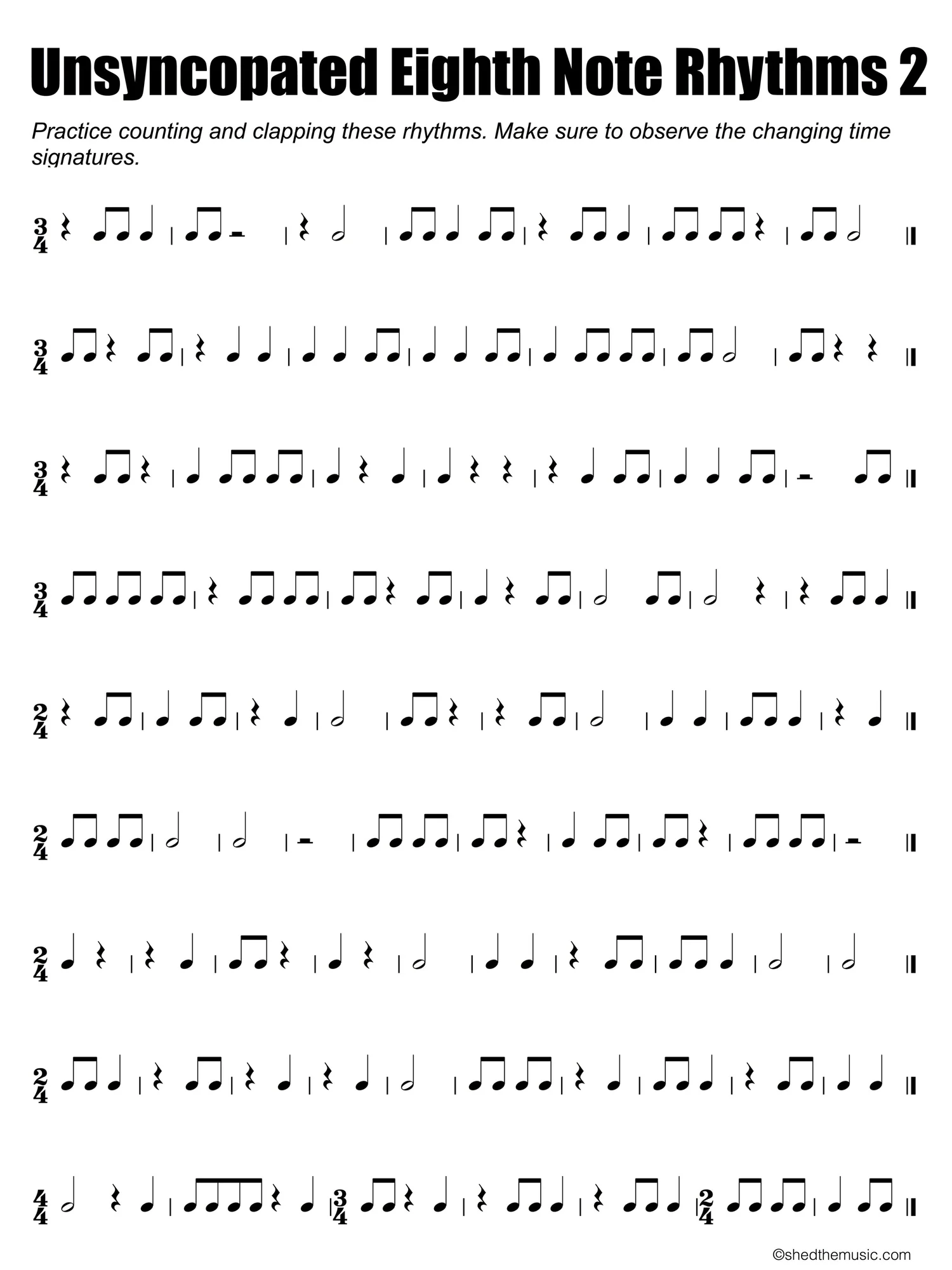 unsyncopated eighth notes 2 the shed