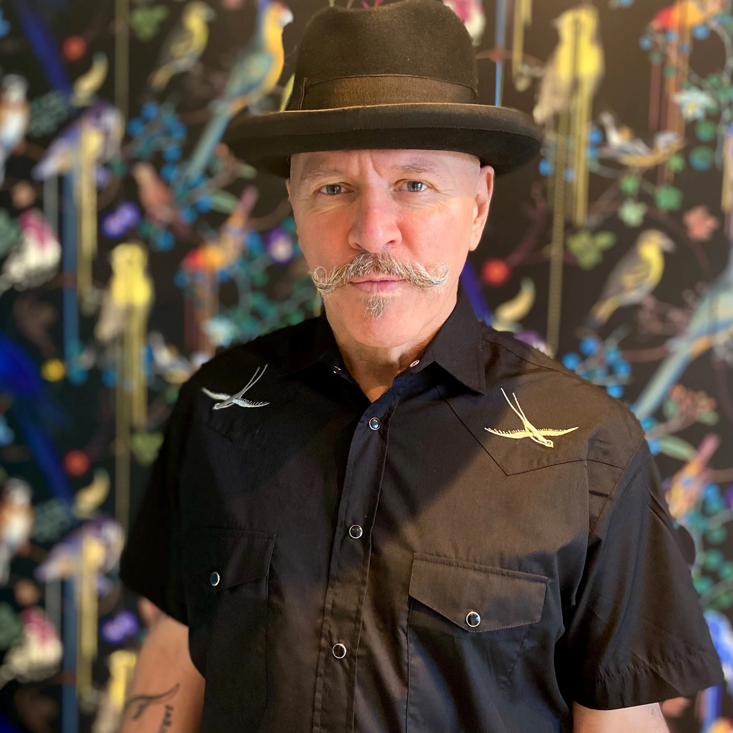 "THE SWIFT" GREY EMBROIDERY ON BLACK WESTERN WORK SHIRT