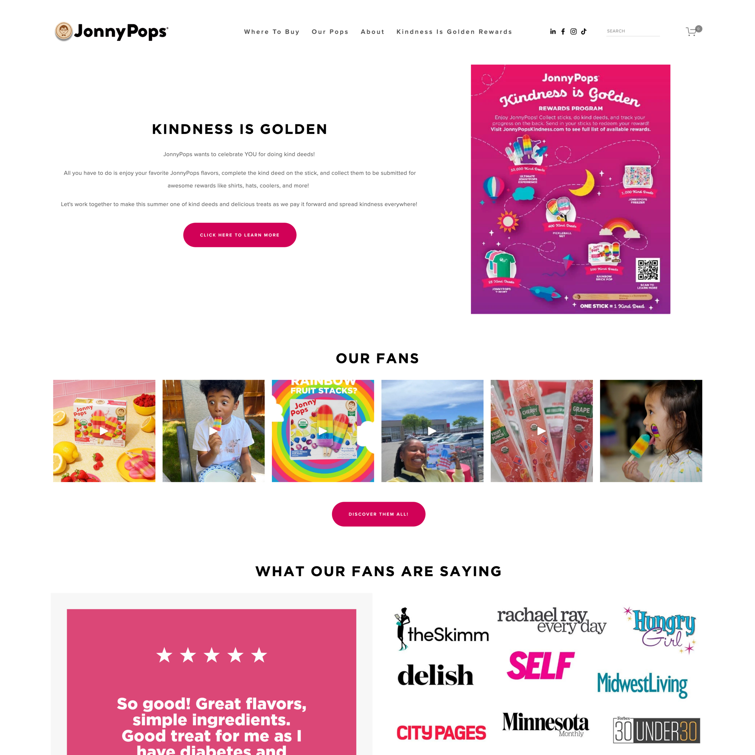 Kindness is Golden page BEFORE redesign